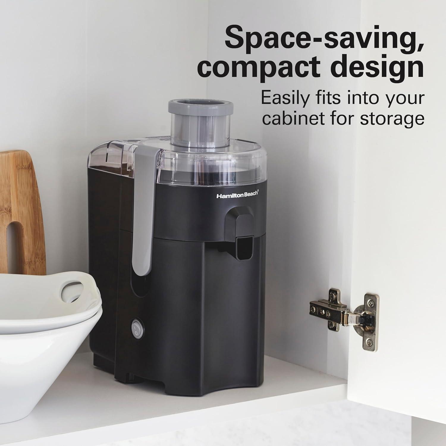 imageHamilton Beach HealthSmart Juicer Machine Compact Centrifugal Extractor 24 Feed Chute for Fruits and Vegetables Easy to Clean BPA Free 400W White 67501Black and Gray