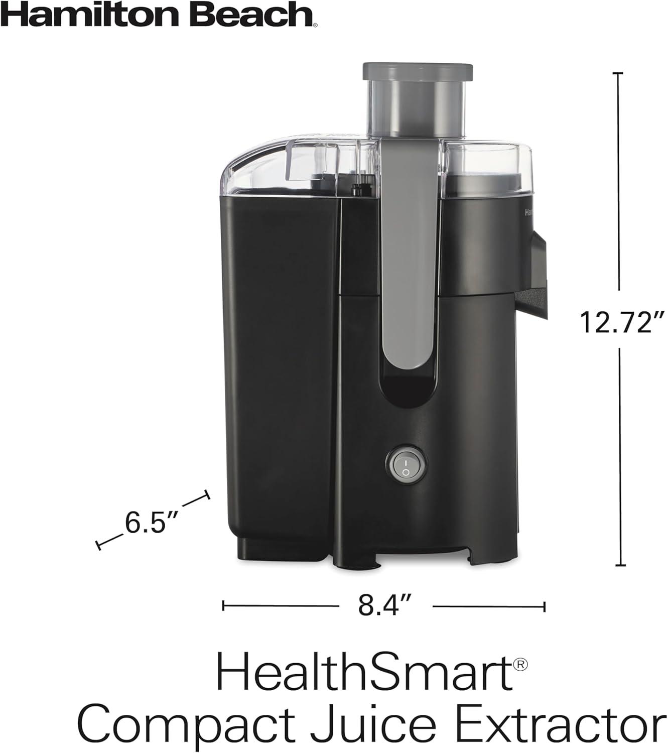 imageHamilton Beach HealthSmart Juicer Machine Compact Centrifugal Extractor 24 Feed Chute for Fruits and Vegetables Easy to Clean BPA Free 400W White 67501Black and Gray