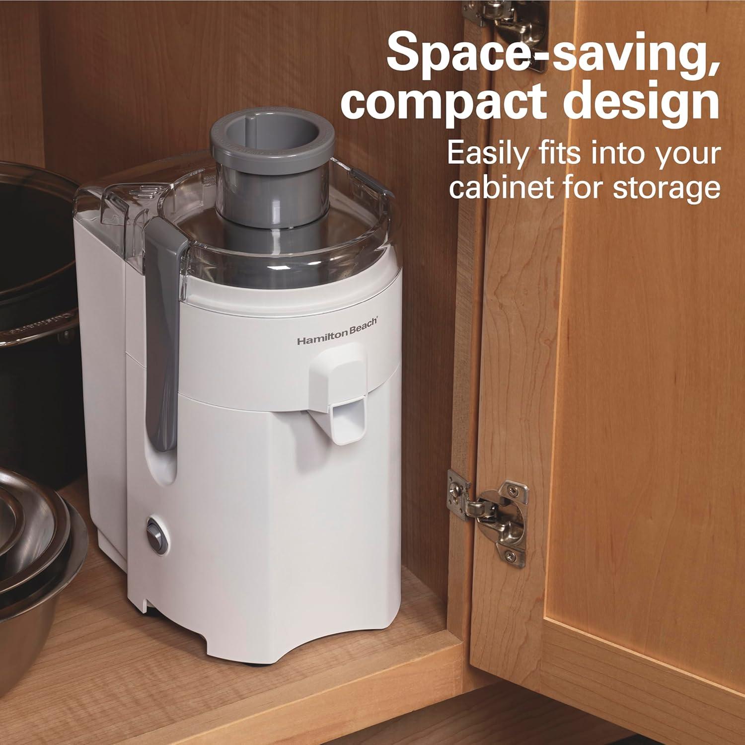 imageHamilton Beach HealthSmart Juicer Machine Compact Centrifugal Extractor 24 Feed Chute for Fruits and Vegetables Easy to Clean BPA Free 400W White 67501White