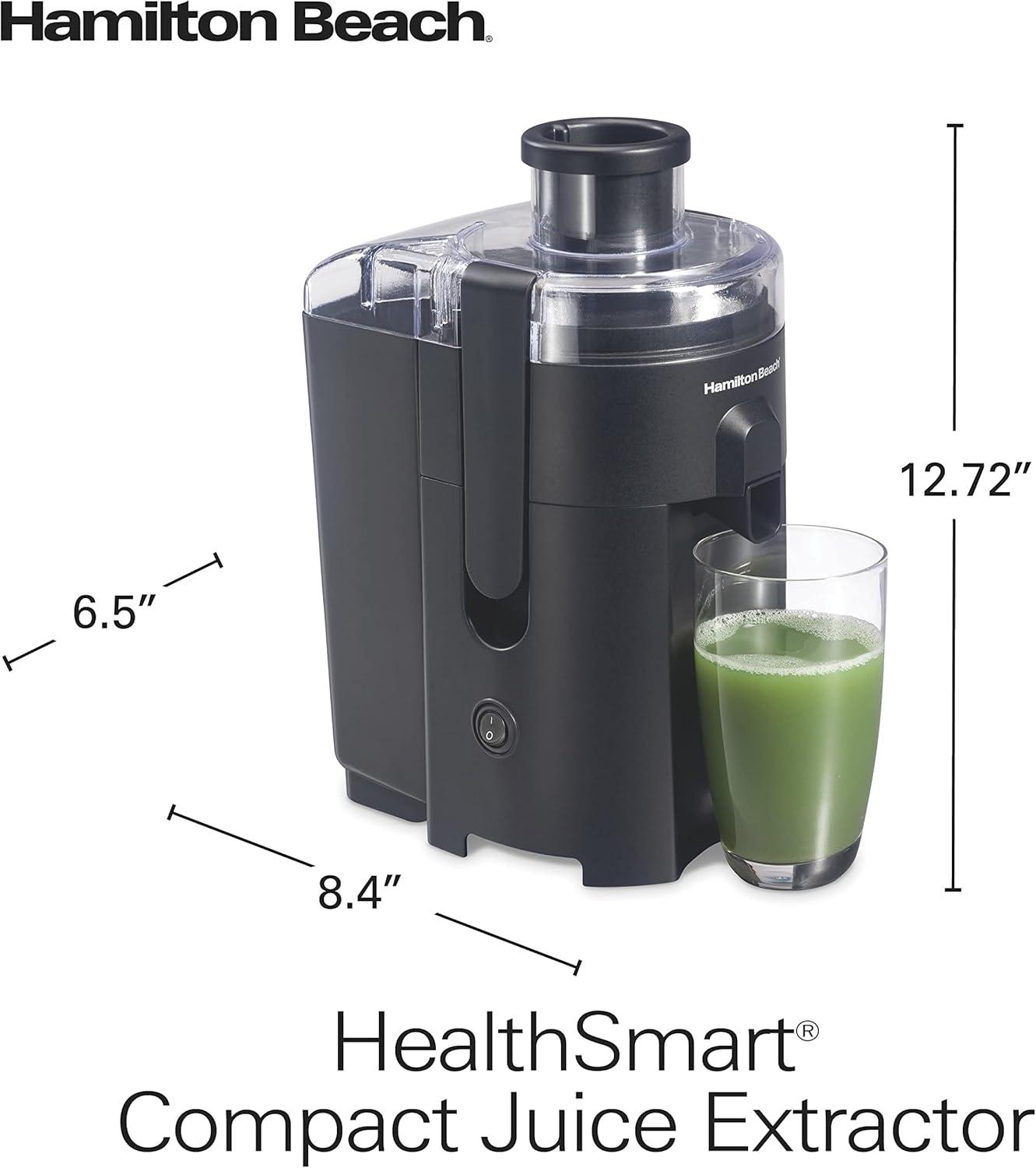 imageHamilton Beach HealthSmart Juicer Machine Compact Centrifugal Extractor 24 Feed Chute for Fruits and Vegetables Easy to Clean BPA Free 400W White 67501Black
