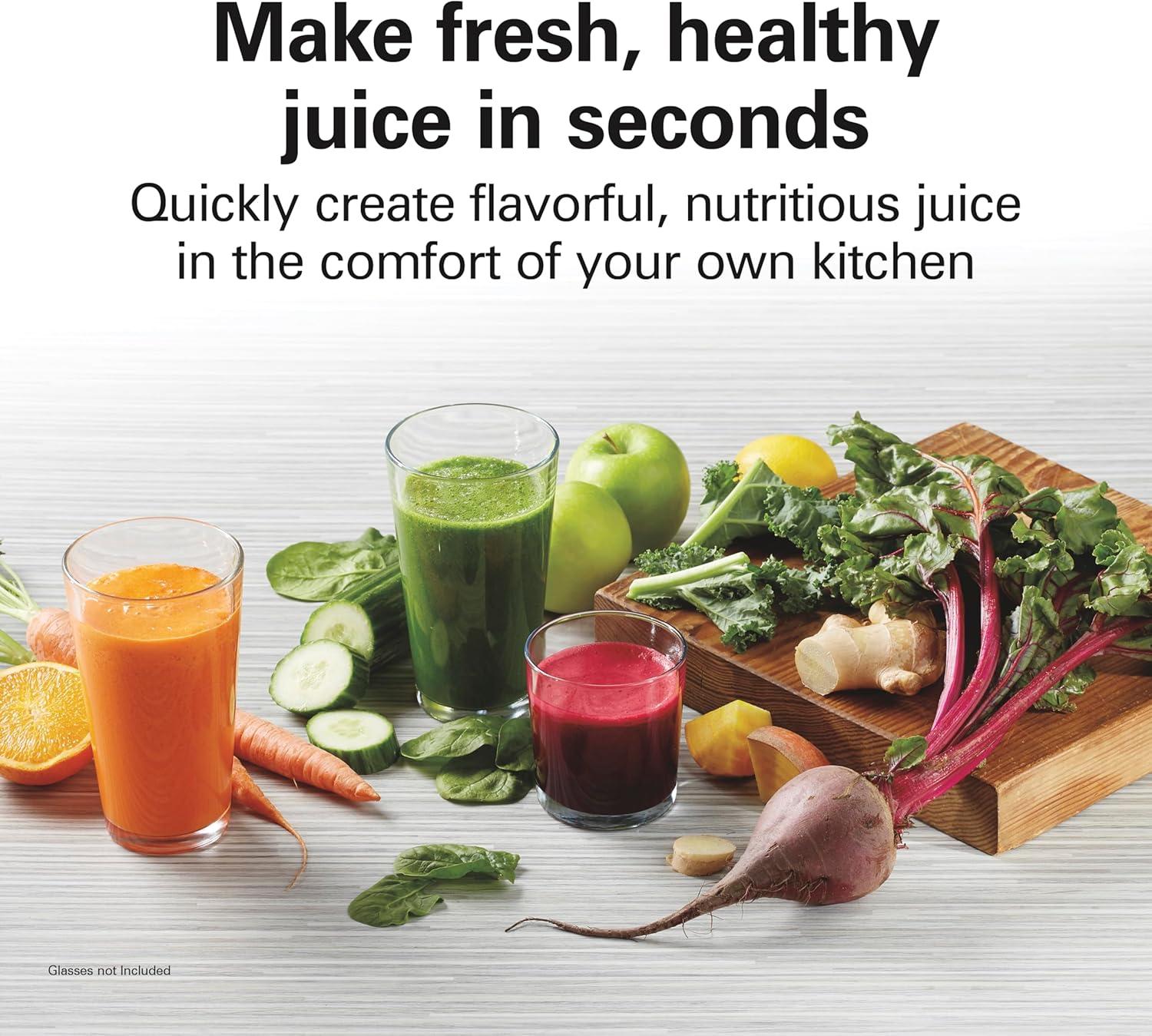 imageHamilton Beach HealthSmart Juicer Machine Compact Centrifugal Extractor 24 Feed Chute for Fruits and Vegetables Easy to Clean BPA Free 400W White 67501White