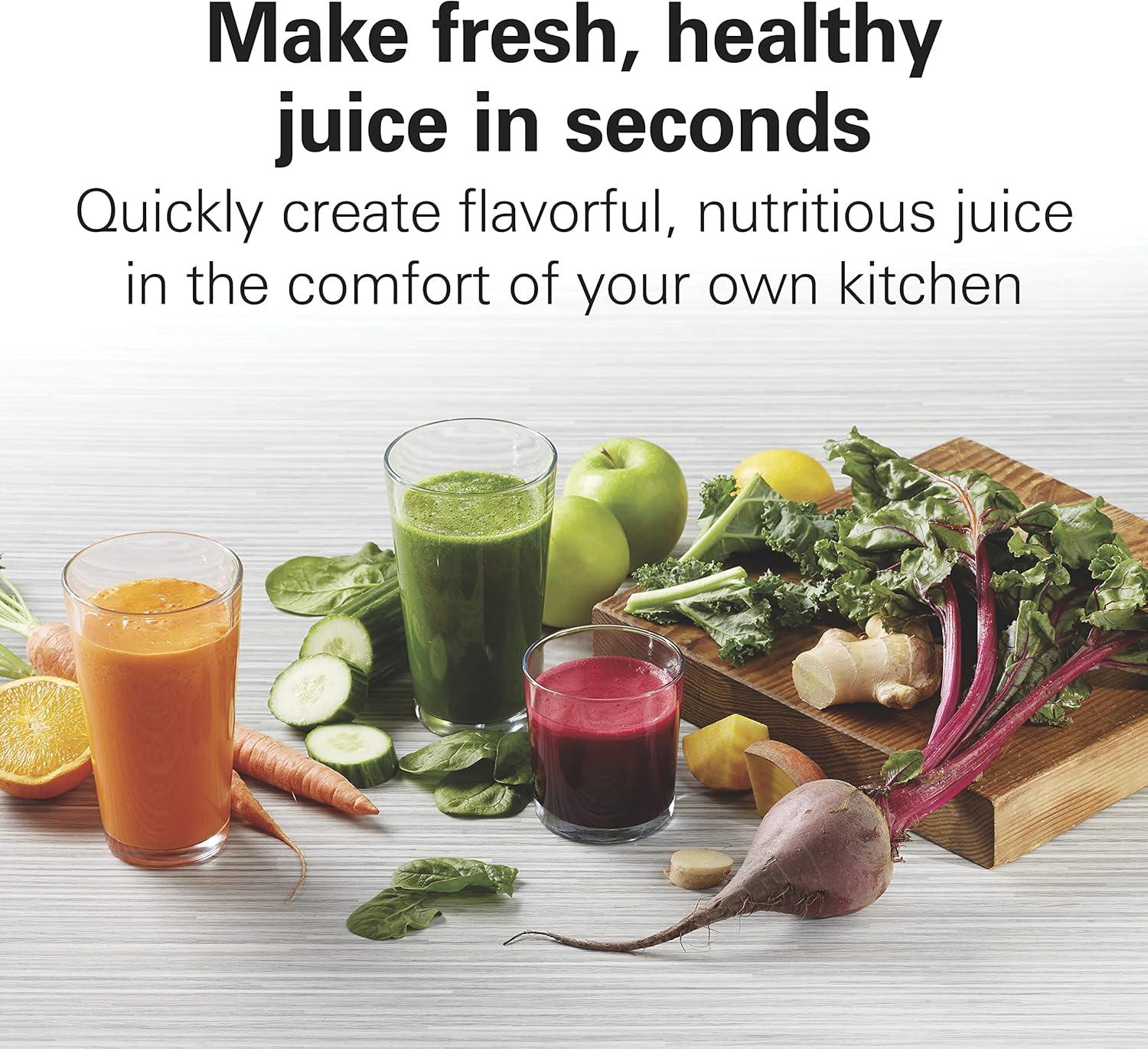 imageHamilton Beach HealthSmart Juicer Machine Compact Centrifugal Extractor 24 Feed Chute for Fruits and Vegetables Easy to Clean BPA Free 400W White 67501Black