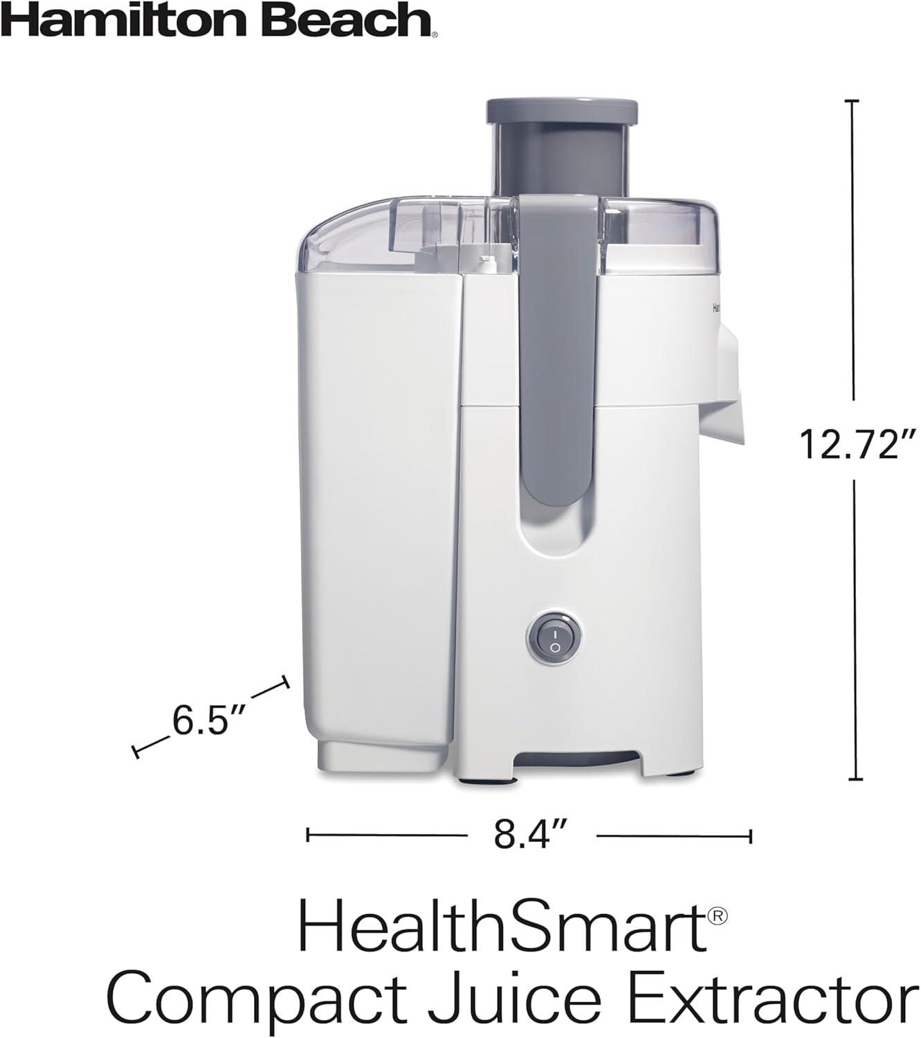 imageHamilton Beach HealthSmart Juicer Machine Compact Centrifugal Extractor 24 Feed Chute for Fruits and Vegetables Easy to Clean BPA Free 400W White 67501White