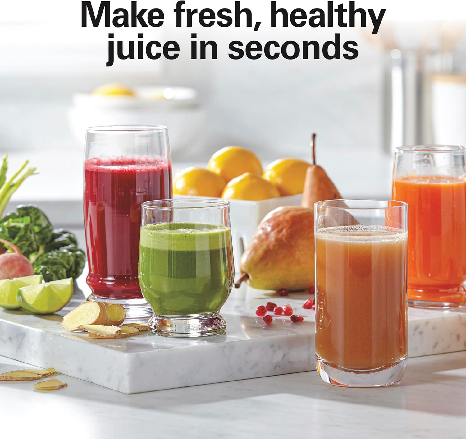 imageHamilton Beach Juicer Machine Big Mouth 3 Feed Chute for Whole Fruits and Vegetables Easy to Clean Centrifugal Extractor Vegetable amp Fruit Juicer BPA Free 800W Motor BlackBlack