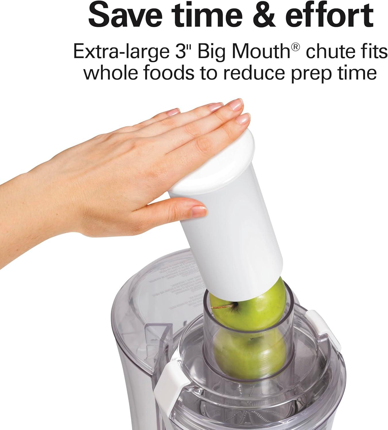 imageHamilton Beach Juicer Machine Big Mouth 3 Feed Chute for Whole Fruits and Vegetables Easy to Clean Centrifugal Extractor Vegetable amp Fruit Juicer BPA Free 800W Motor BlackWhite