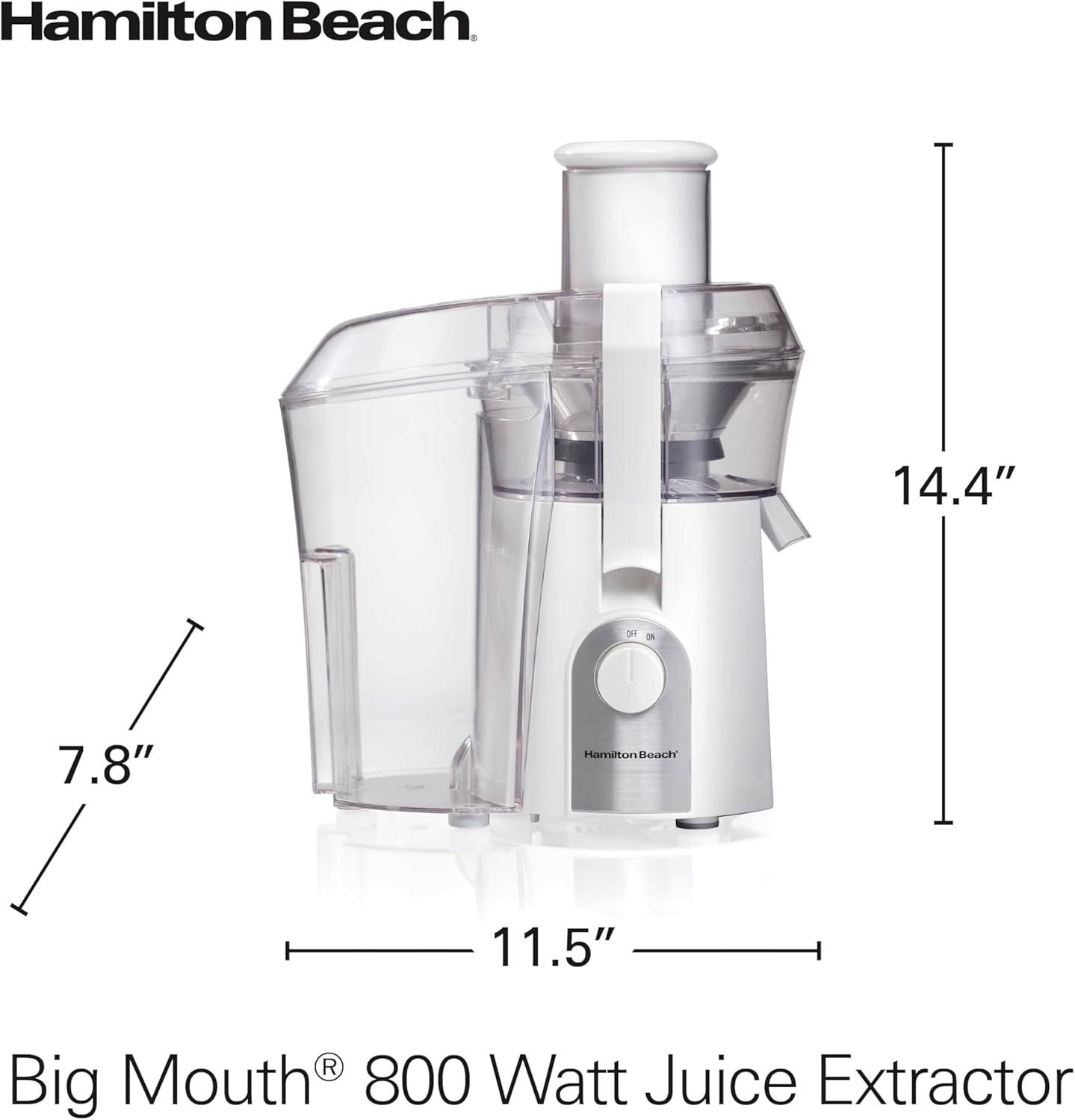 imageHamilton Beach Juicer Machine Big Mouth 3 Feed Chute for Whole Fruits and Vegetables Easy to Clean Centrifugal Extractor Vegetable amp Fruit Juicer BPA Free 800W Motor BlackWhite
