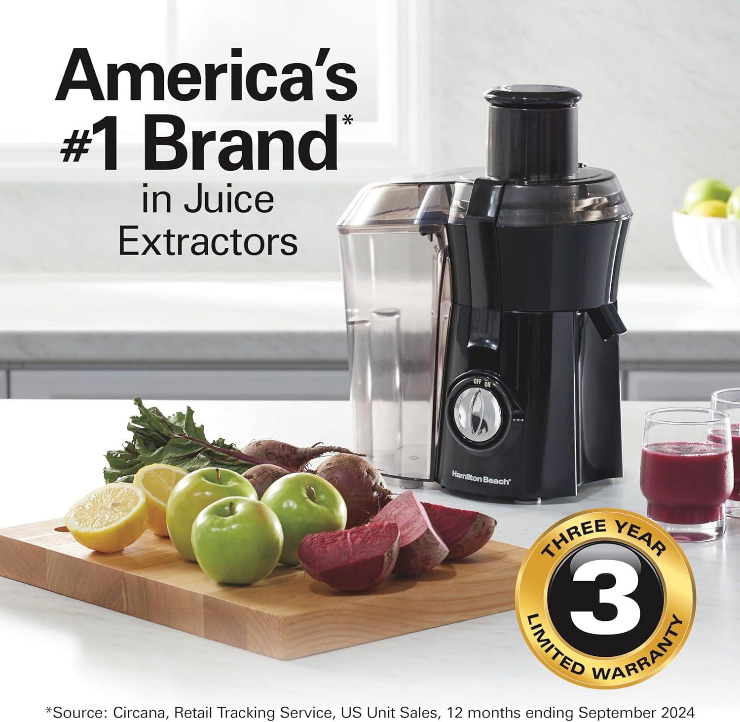 imageHamilton Beach Juicer Machine Big Mouth 3 Feed Chute for Whole Fruits and Vegetables Easy to Clean Centrifugal Extractor Vegetable amp Fruit Juicer BPA Free 800W Motor BlackBlack