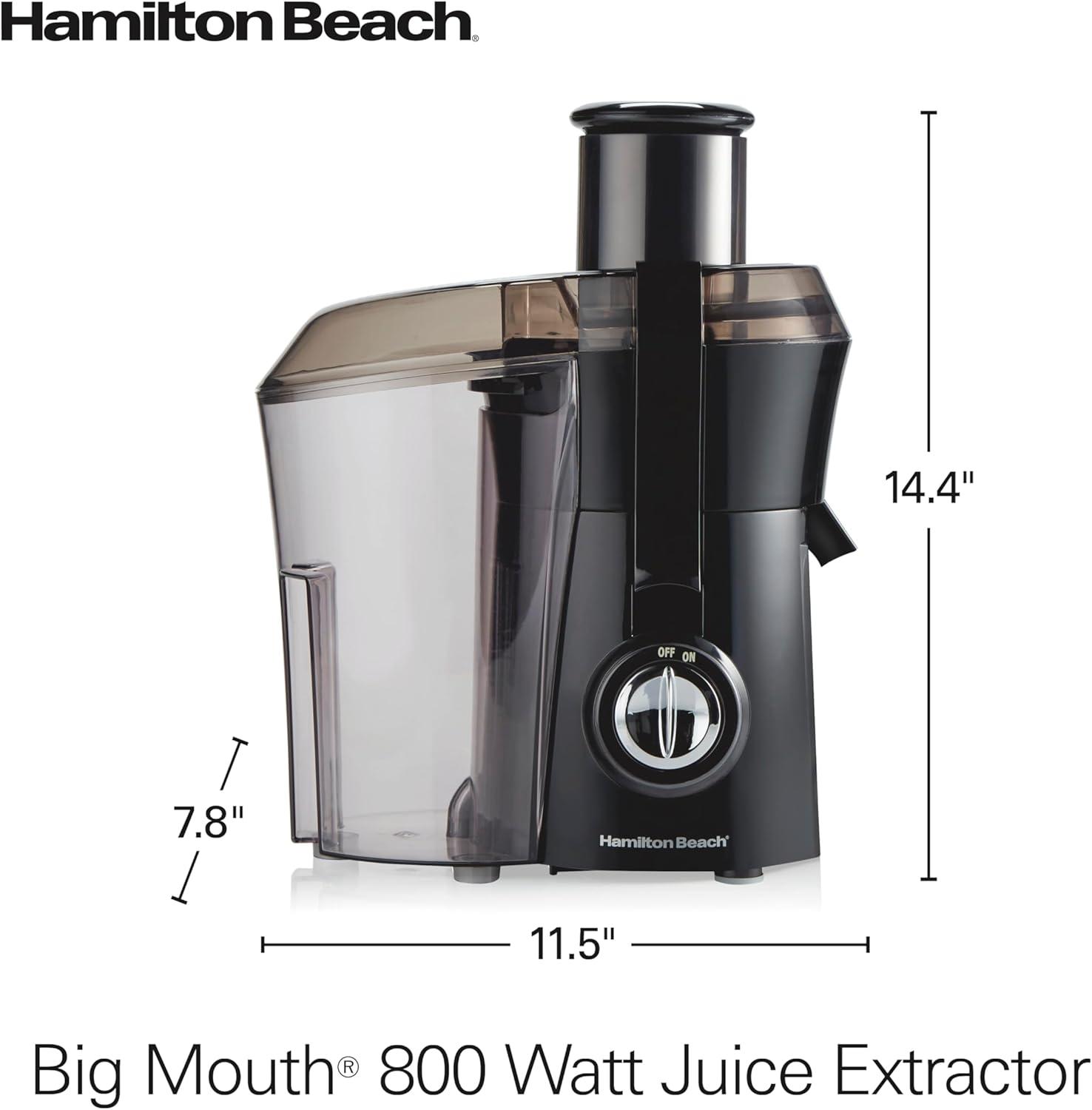 imageHamilton Beach Juicer Machine Big Mouth 3 Feed Chute for Whole Fruits and Vegetables Easy to Clean Centrifugal Extractor Vegetable amp Fruit Juicer BPA Free 800W Motor BlackBlack