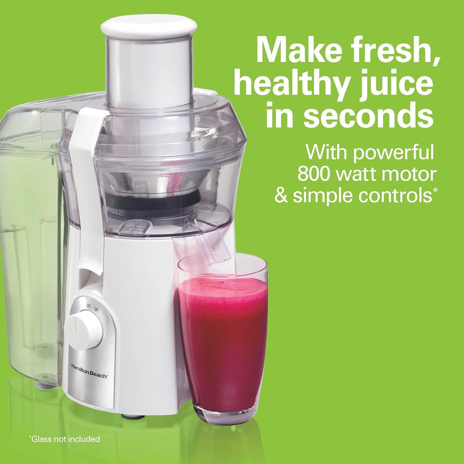 imageHamilton Beach Juicer Machine Big Mouth 3 Feed Chute for Whole Fruits and Vegetables Easy to Clean Centrifugal Extractor Vegetable amp Fruit Juicer BPA Free 800W Motor BlackWhite