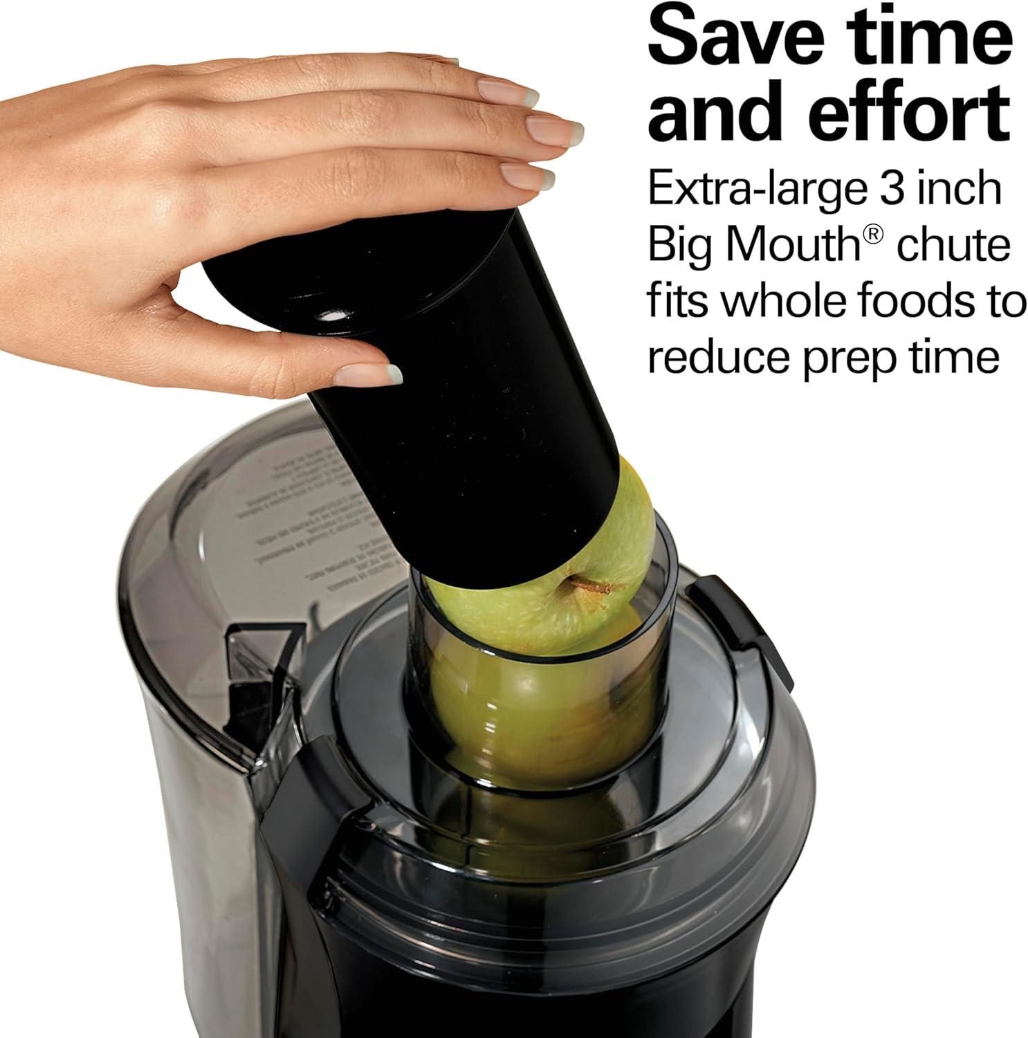 imageHamilton Beach Juicer Machine Big Mouth 3 Feed Chute for Whole Fruits and Vegetables Easy to Clean Centrifugal Extractor Vegetable amp Fruit Juicer BPA Free 800W Motor BlackSilver