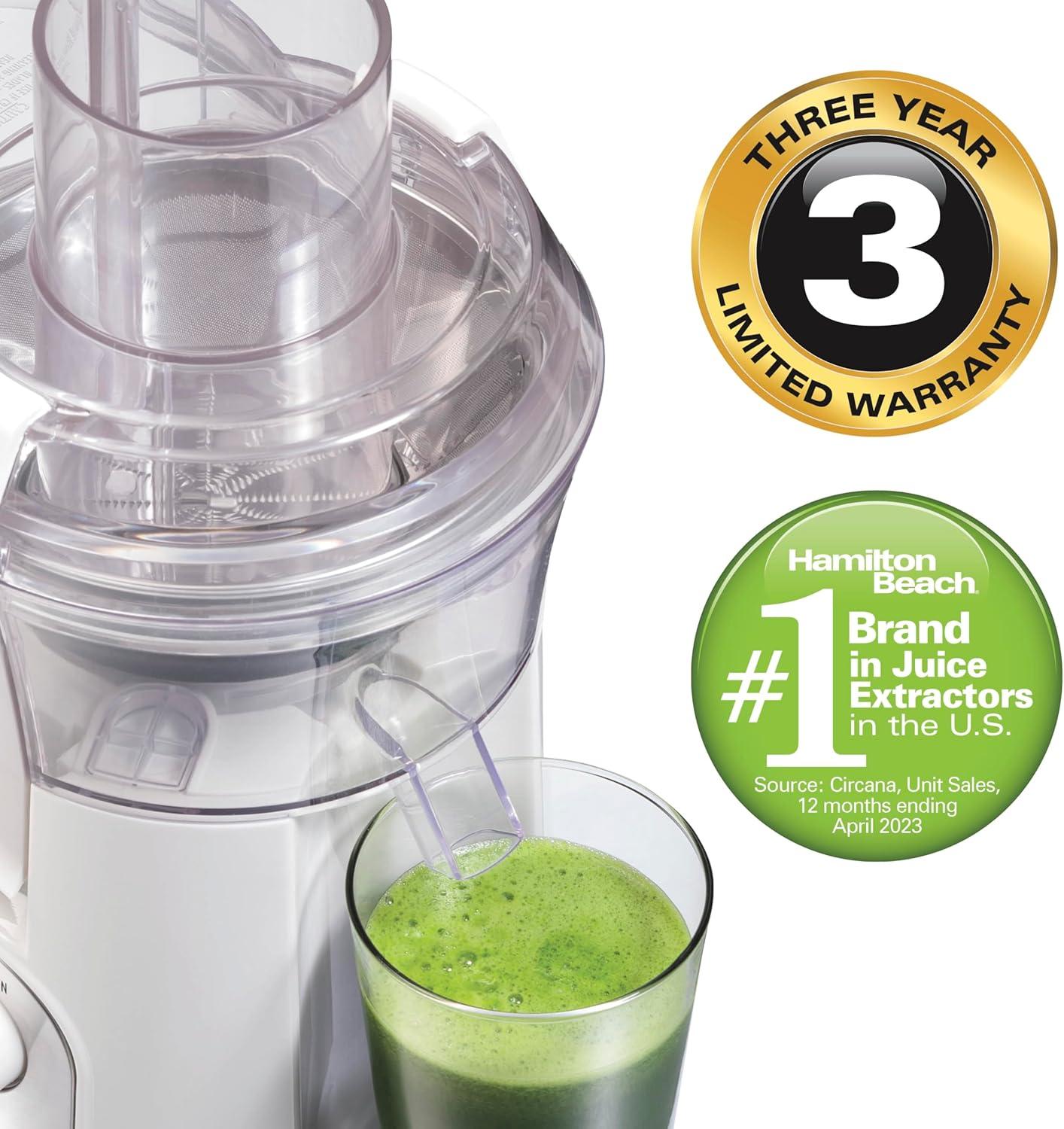 imageHamilton Beach Juicer Machine Big Mouth 3 Feed Chute for Whole Fruits and Vegetables Easy to Clean Centrifugal Extractor Vegetable amp Fruit Juicer BPA Free 800W Motor BlackWhite