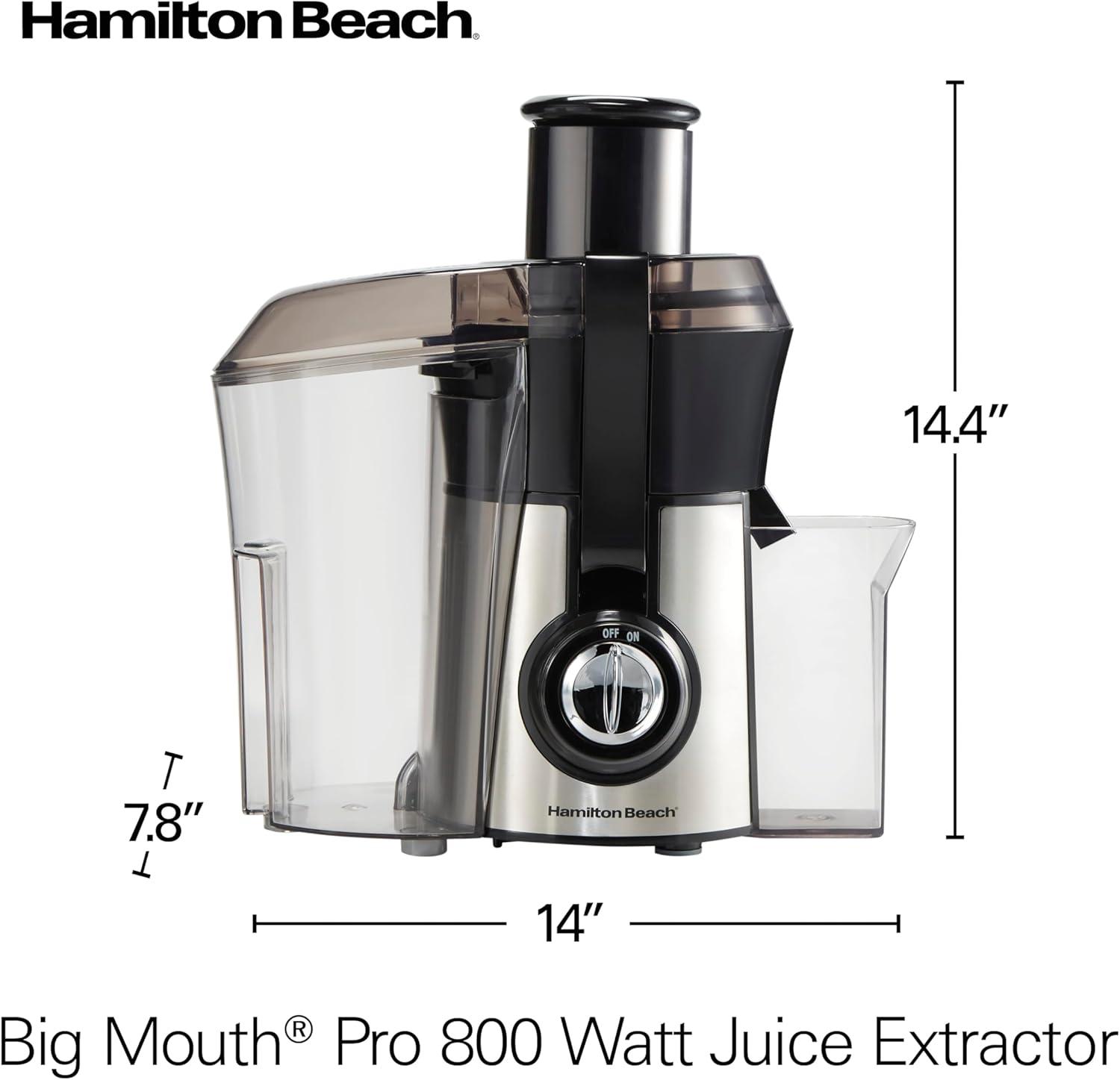 imageHamilton Beach Juicer Machine Big Mouth 3 Feed Chute for Whole Fruits and Vegetables Easy to Clean Centrifugal Extractor Vegetable amp Fruit Juicer BPA Free 800W Motor BlackSilver