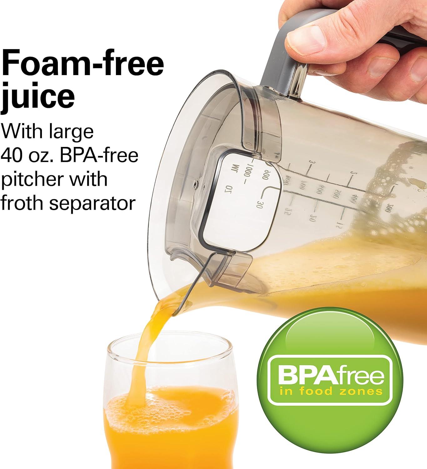 imageHamilton Beach Juicer Machine Centrifugal Extractor Big Mouth 3 Feed Chute Easy Clean 2Speeds 40 oz BPA Free Pitcher 850 Watt Motor Silver 67850