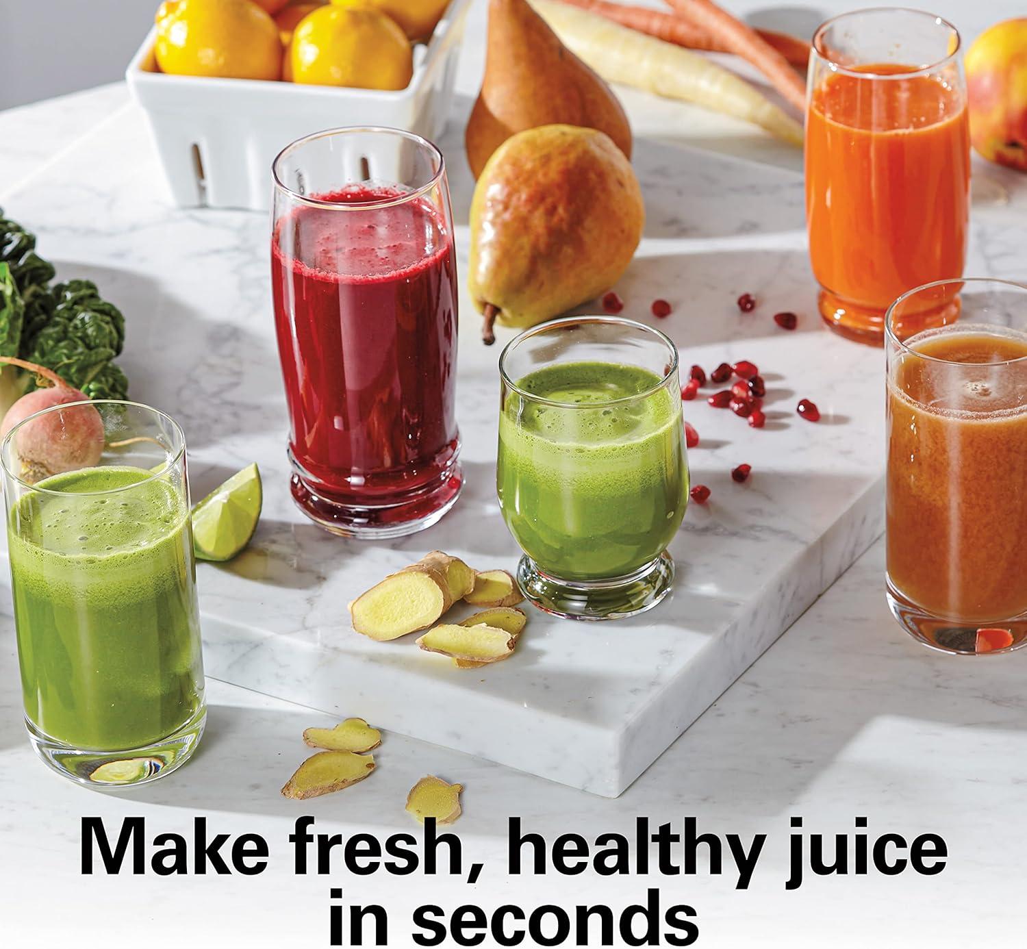 imageHamilton Beach Juicer Machine Centrifugal Extractor Big Mouth 3 Feed Chute Easy Clean 2Speeds 40 oz BPA Free Pitcher 850 Watt Motor Silver 67850