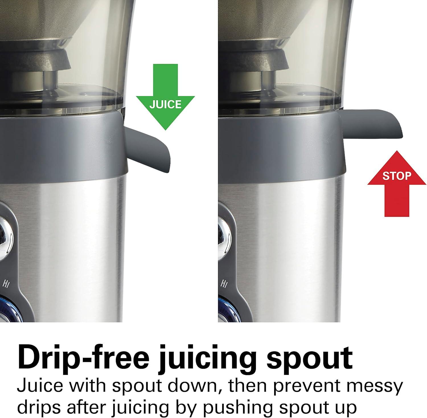 imageHamilton Beach Juicer Machine Centrifugal Extractor Big Mouth 3 Feed Chute Easy Clean 2Speeds 40 oz BPA Free Pitcher 850 Watt Motor Silver 67850