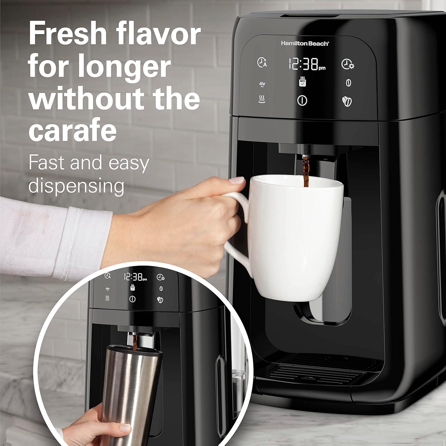 imageHamilton Beach One Press Programmable Dispensing Drip Coffee Maker with 12 Cup Internal Brew Pot Removable Water Reservoir Black Next Gen 47600