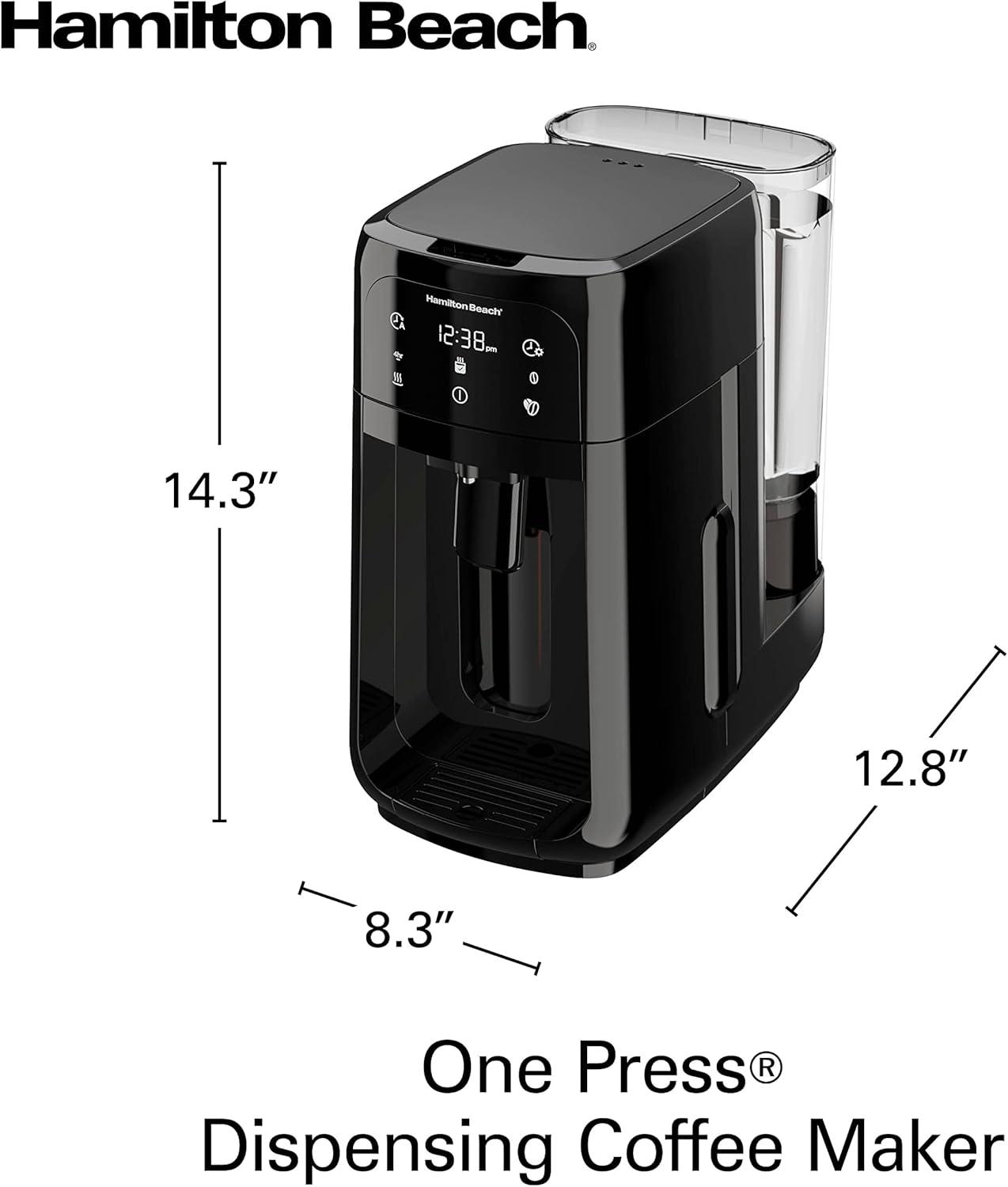imageHamilton Beach One Press Programmable Dispensing Drip Coffee Maker with 12 Cup Internal Brew Pot Removable Water Reservoir Black Next Gen 47600