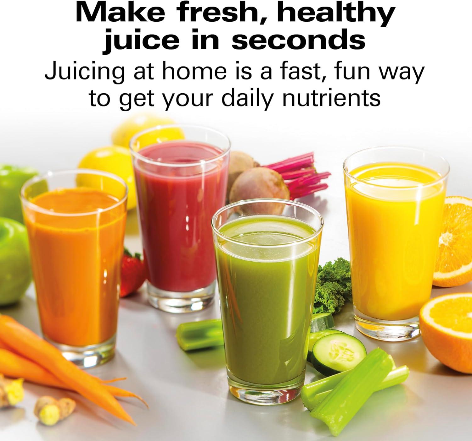 imageHamilton Beach Professional Juicer Machine Centrifugal Extractor with 35 Super Chute for Whole Fruits and Vegetables 1100 Watts Easy Sweep Cleaning Tool Black 67906