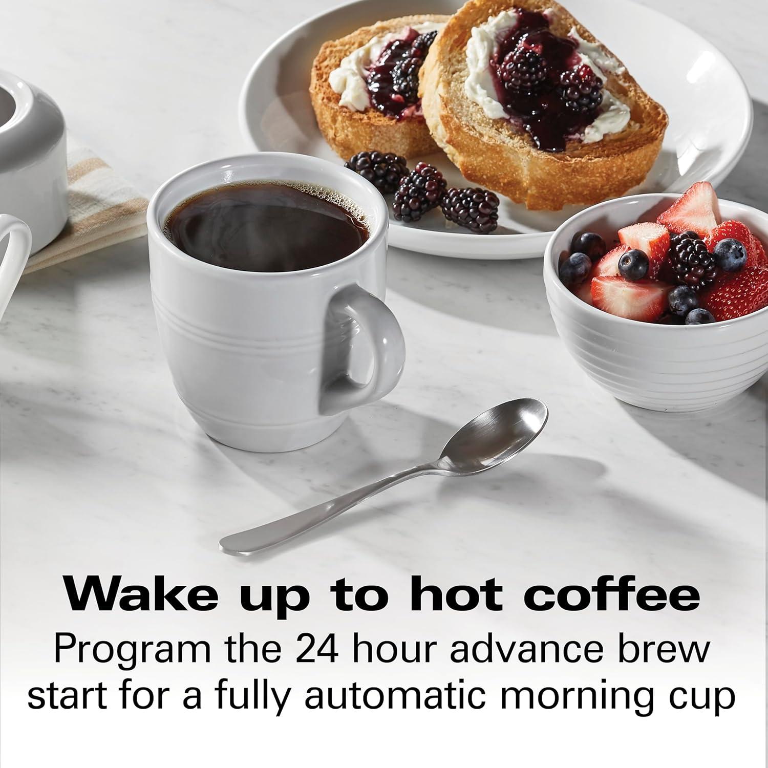 imageHamilton Beach Professional Programmable Drip Coffee Maker 12 Cup Capacity Ergonomic Carafe 60oz Removable Reservoir120 volts Brushed Metal 49500