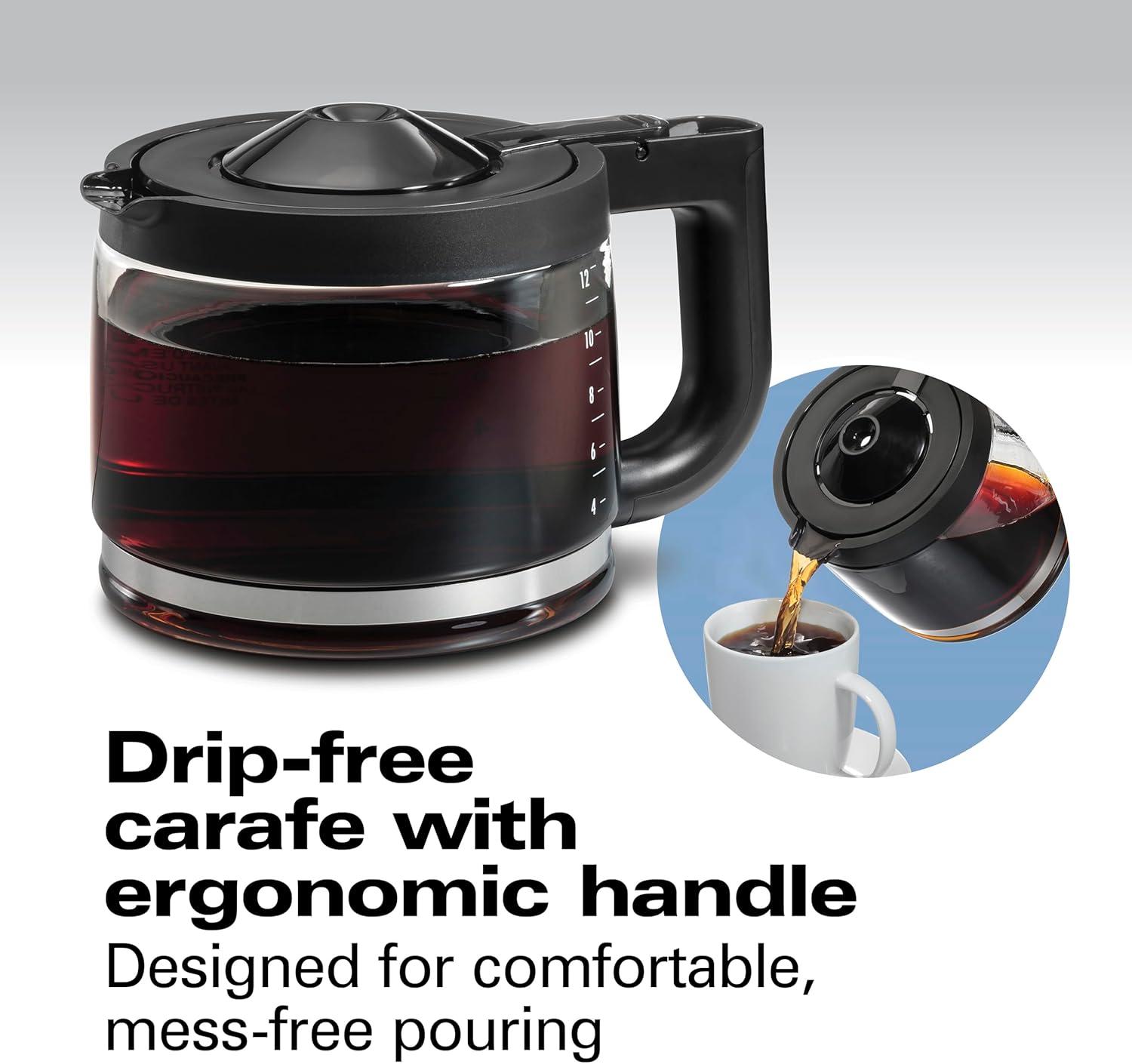 imageHamilton Beach Professional Programmable Drip Coffee Maker 12 Cup Capacity Ergonomic Carafe 60oz Removable Reservoir120 volts Brushed Metal 49500