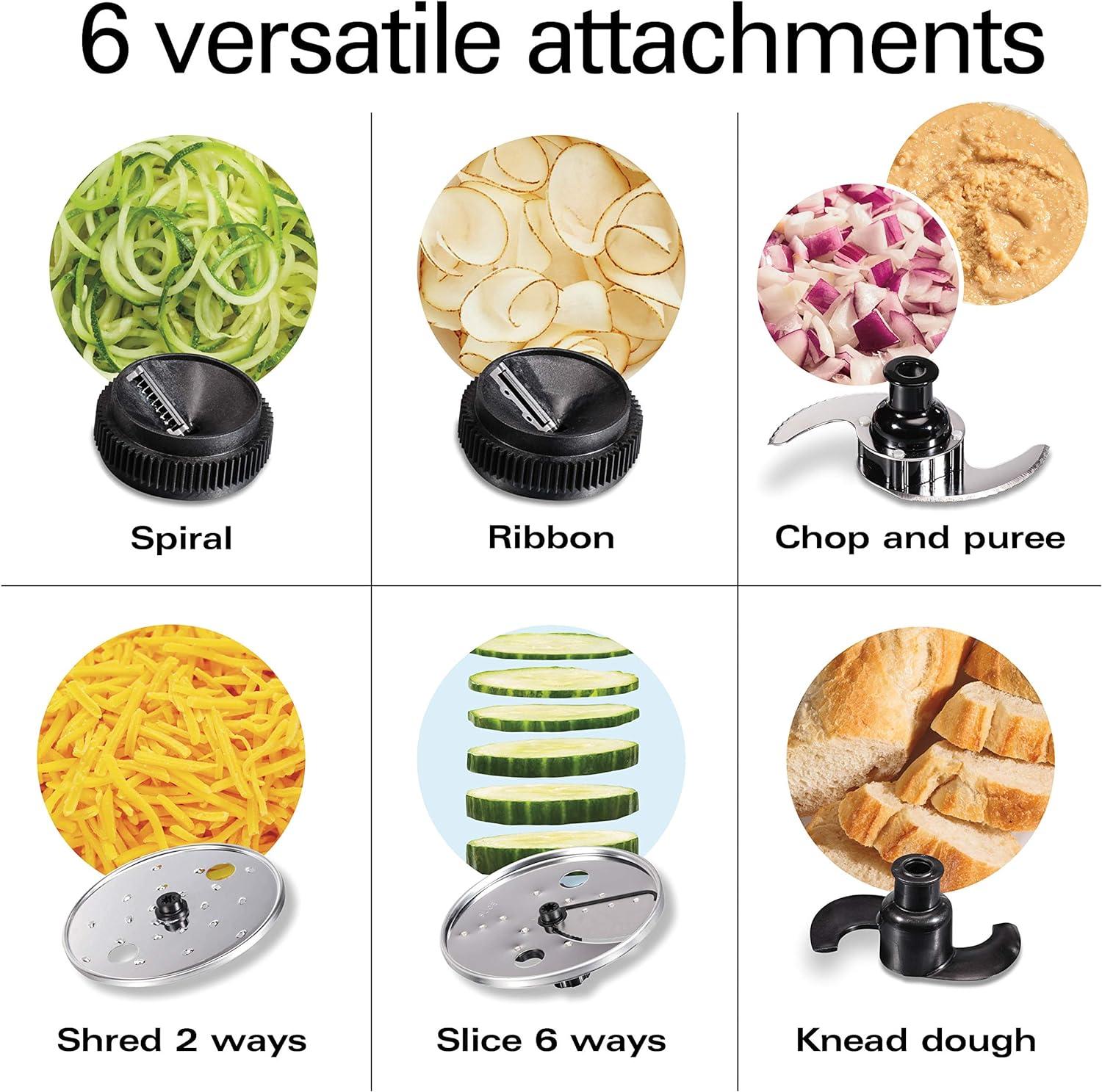 imageHamilton Beach Professional Stack amp Snap Food Processor amp Veggie Spiralizer for Slicing Shredding and Kneading ExtraLarge 3 Feed Chute Fits Whole Vegetables 12 Cups Stainless Steel 70815