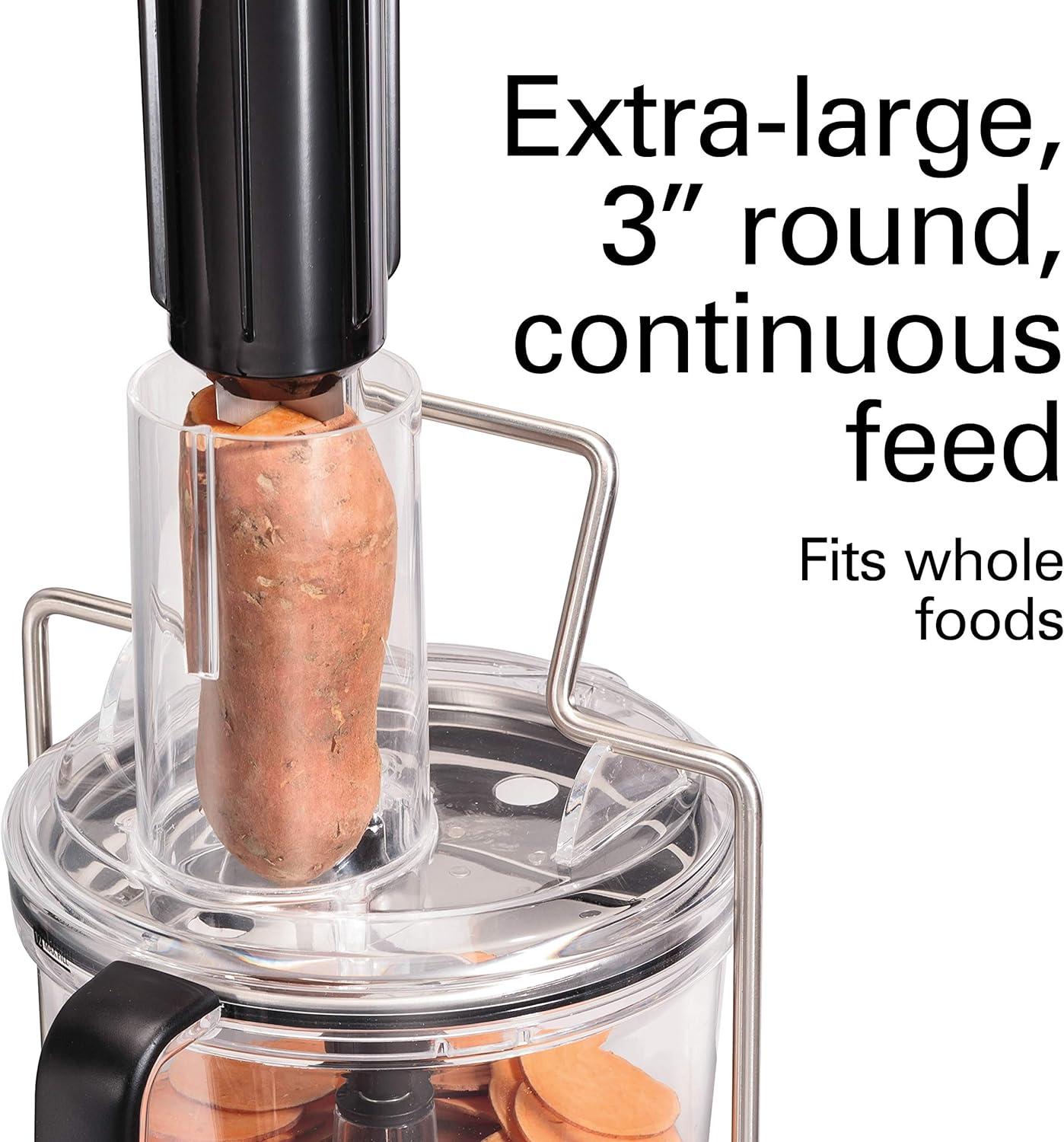 imageHamilton Beach Professional Stack amp Snap Food Processor amp Veggie Spiralizer for Slicing Shredding and Kneading ExtraLarge 3 Feed Chute Fits Whole Vegetables 12 Cups Stainless Steel 70815