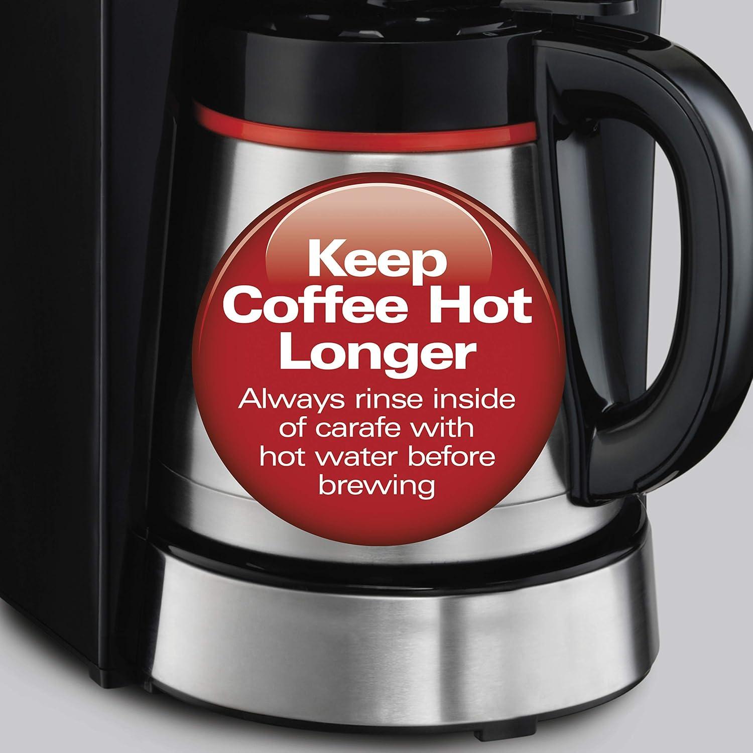 imageHamilton Beach Programmable Coffee Maker with 10 Cup Thermal Carafe 3 Brewing Options Auto Shutoff amp Pause and Pour Stainless Steel 46899RStainless Steel