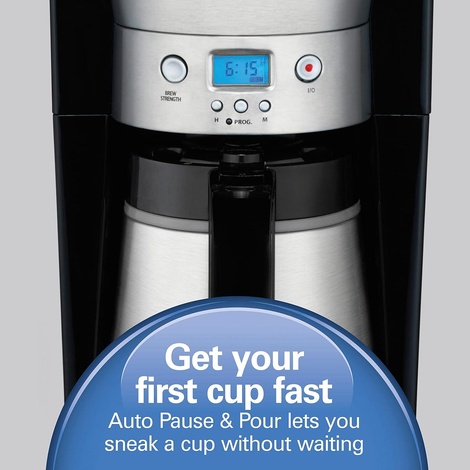 imageHamilton Beach Programmable Coffee Maker with 10 Cup Thermal Carafe 3 Brewing Options Auto Shutoff amp Pause and Pour Stainless Steel 46899RStainless Steel New for 2023