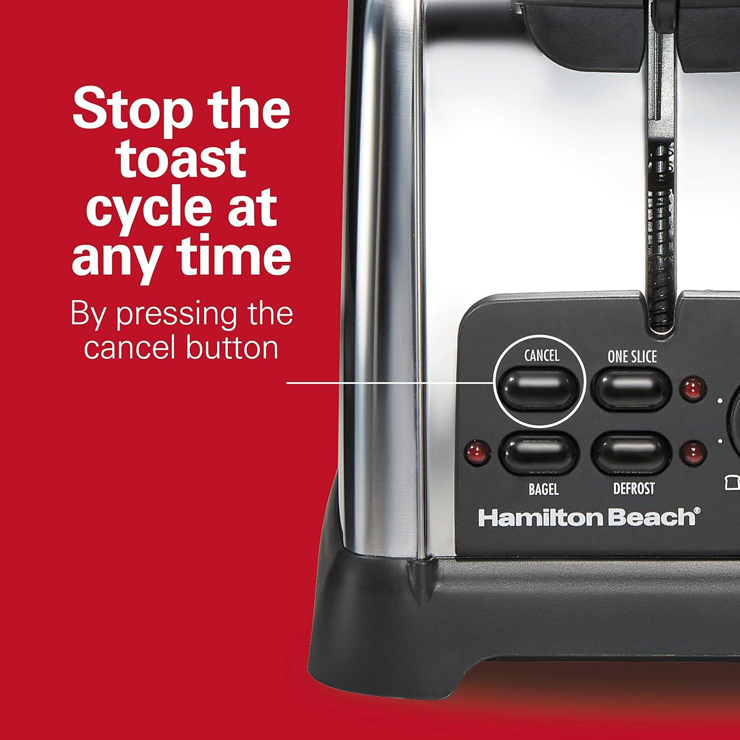 imageHamilton Beach Retro Toaster with Wide Slots SureToast Technology Bagel amp Defrost Settings Auto Boost to Lift Smaller Breads 2 Slice Polished Stainless Steel 22782Toaster