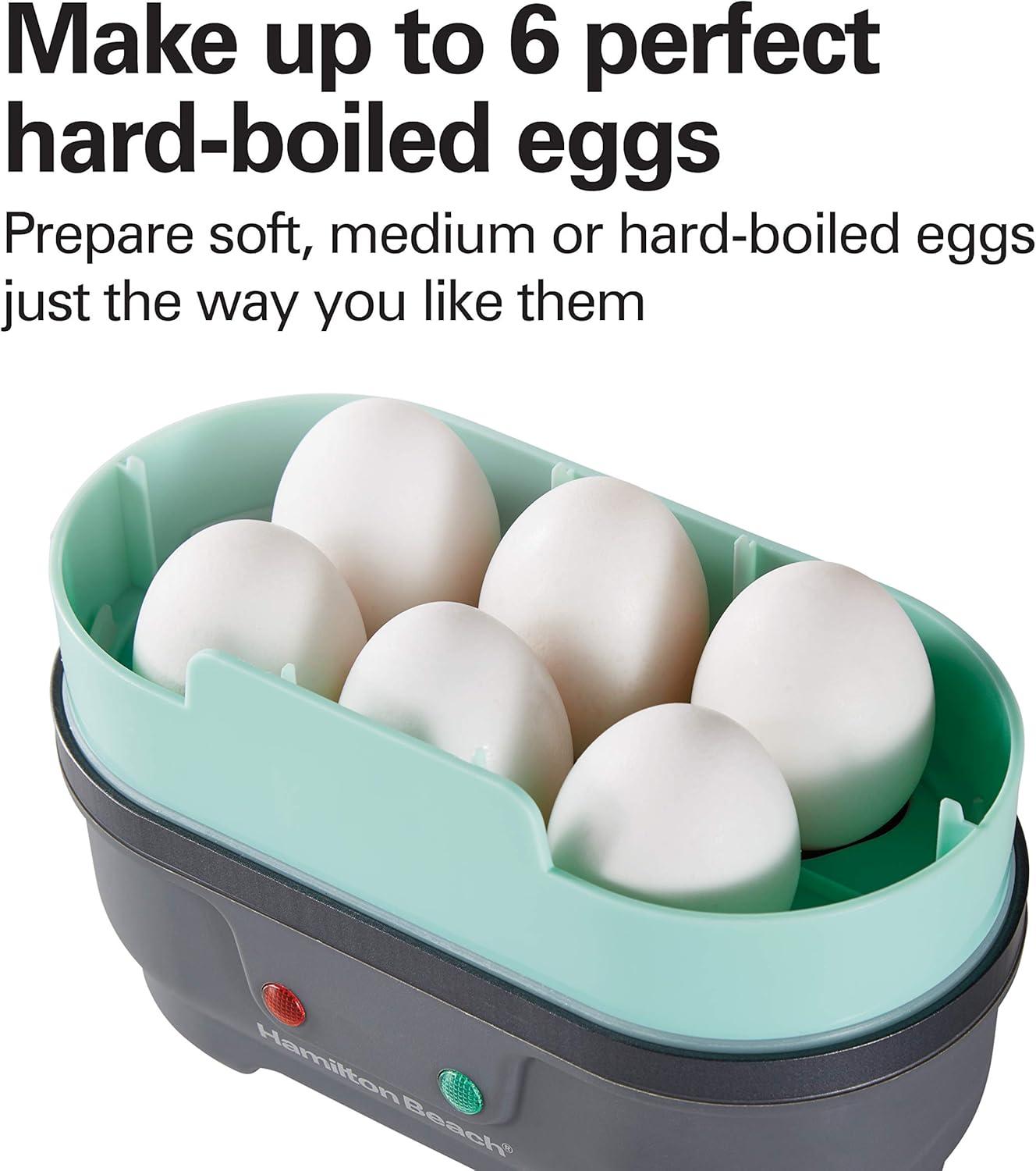imageHamilton Beach Sous Vide Style Electric Egg Bite Maker Hard Boiled Egg Cooker amp Poacher with Removable Nonstick Tray Makes 2 in Under 10 Minutes Teal 25511