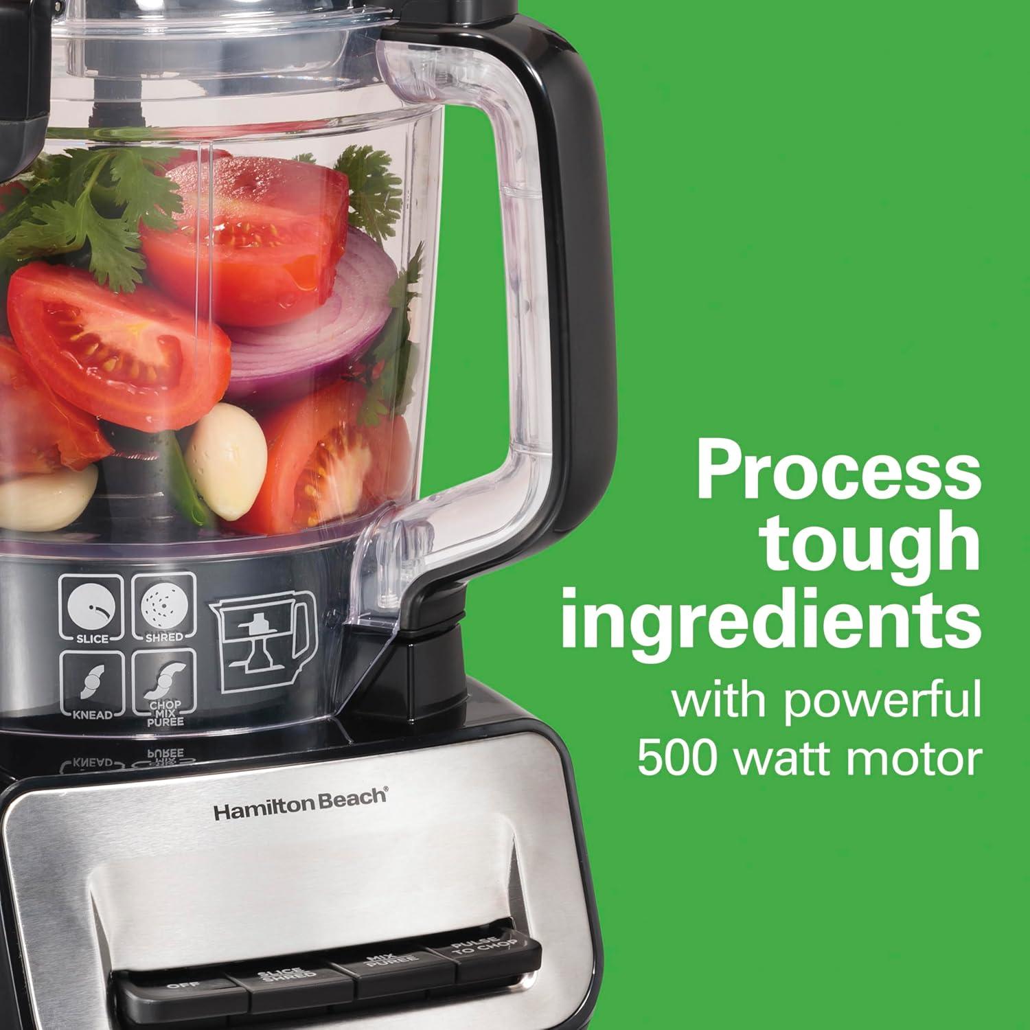 imageHamilton Beach Stack amp Snap Food Processor and Vegetable Chopper Stainless Steel Blades 14 Cup 4Cup Mini Bowls 3Speed 500 Watt Motor Black 70585