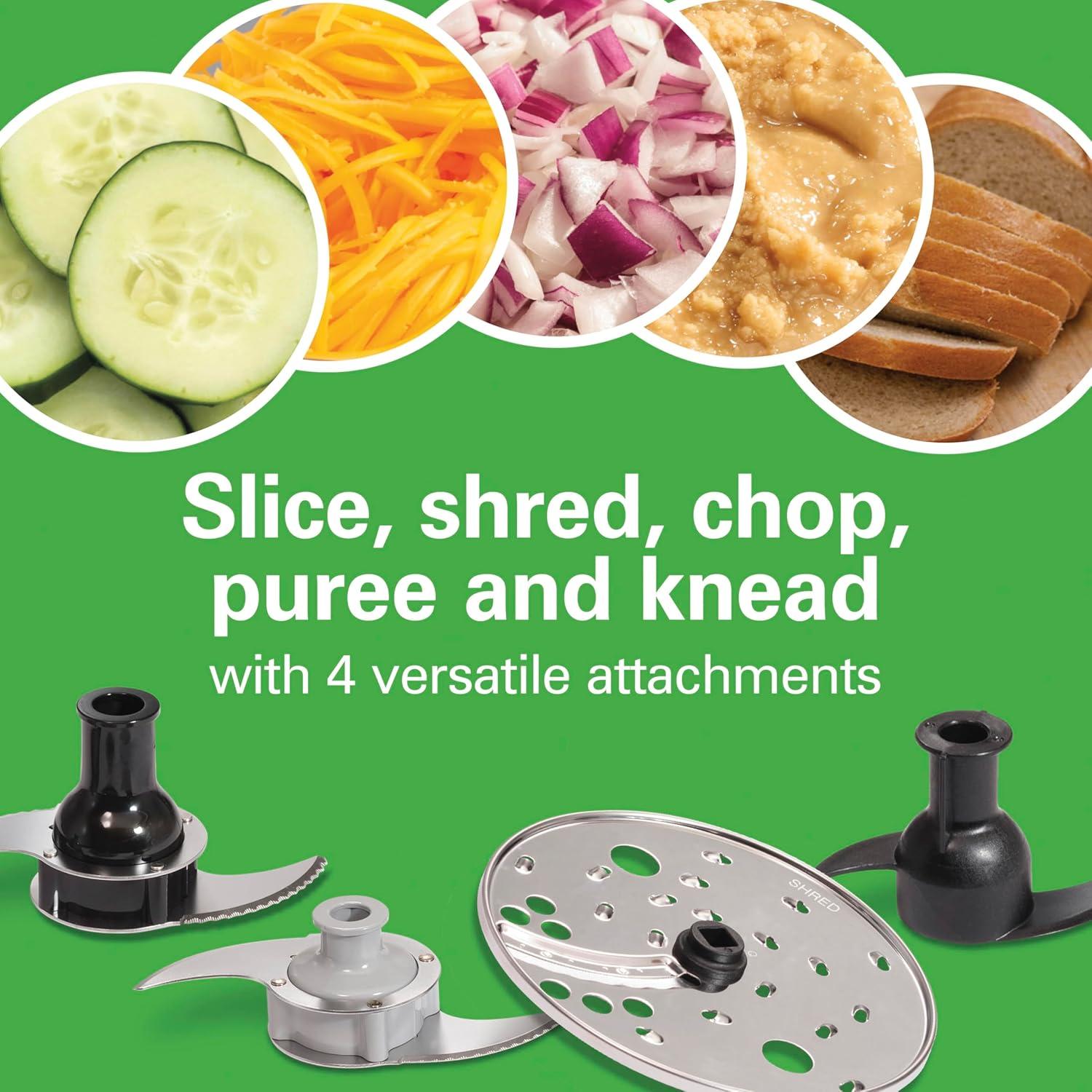 imageHamilton Beach Stack amp Snap Food Processor and Vegetable Chopper Stainless Steel Blades 14 Cup 4Cup Mini Bowls 3Speed 500 Watt Motor Black 70585