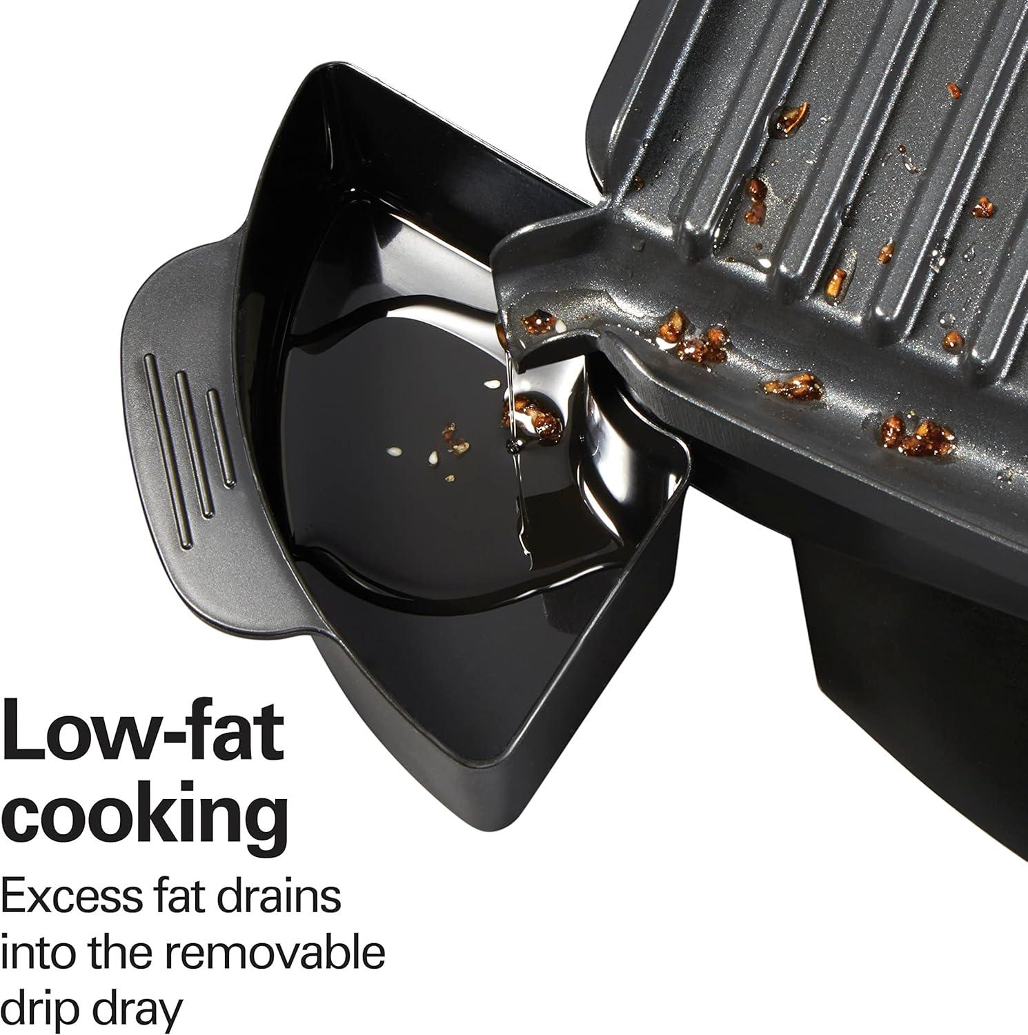 imageHamilton Beach Steak Lovers Electric Indoor Searing Grill Nonstick 100 Square Stainless Steel 25331 Black and Stainless Medium