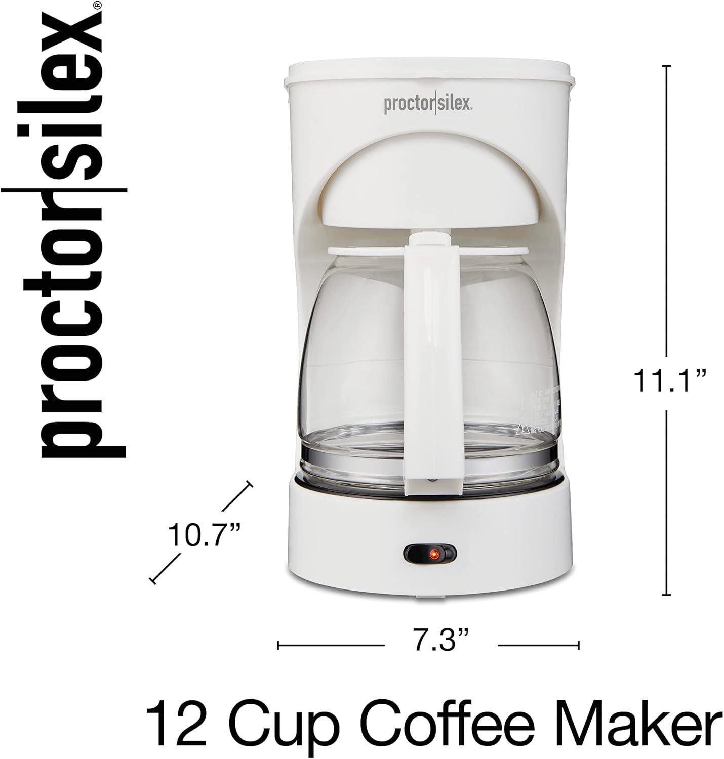 imageProctor Silex 12Cup Coffee Maker Works with Smart Plugs That Are Compatible with Alexa Auto Pause and Serve White 43501PS