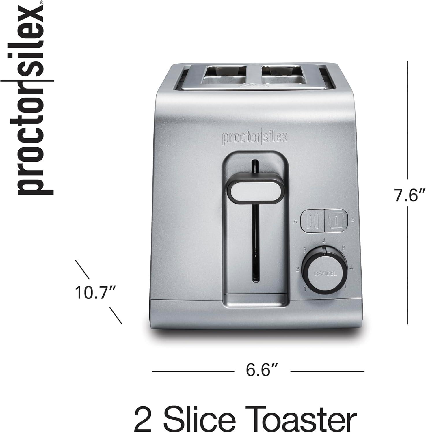 imageProctor Silex 2 Slice Toaster with Extra Wide Slots SureToast Technology Shade Selector amp Bagel Setting Black and Silver 22302