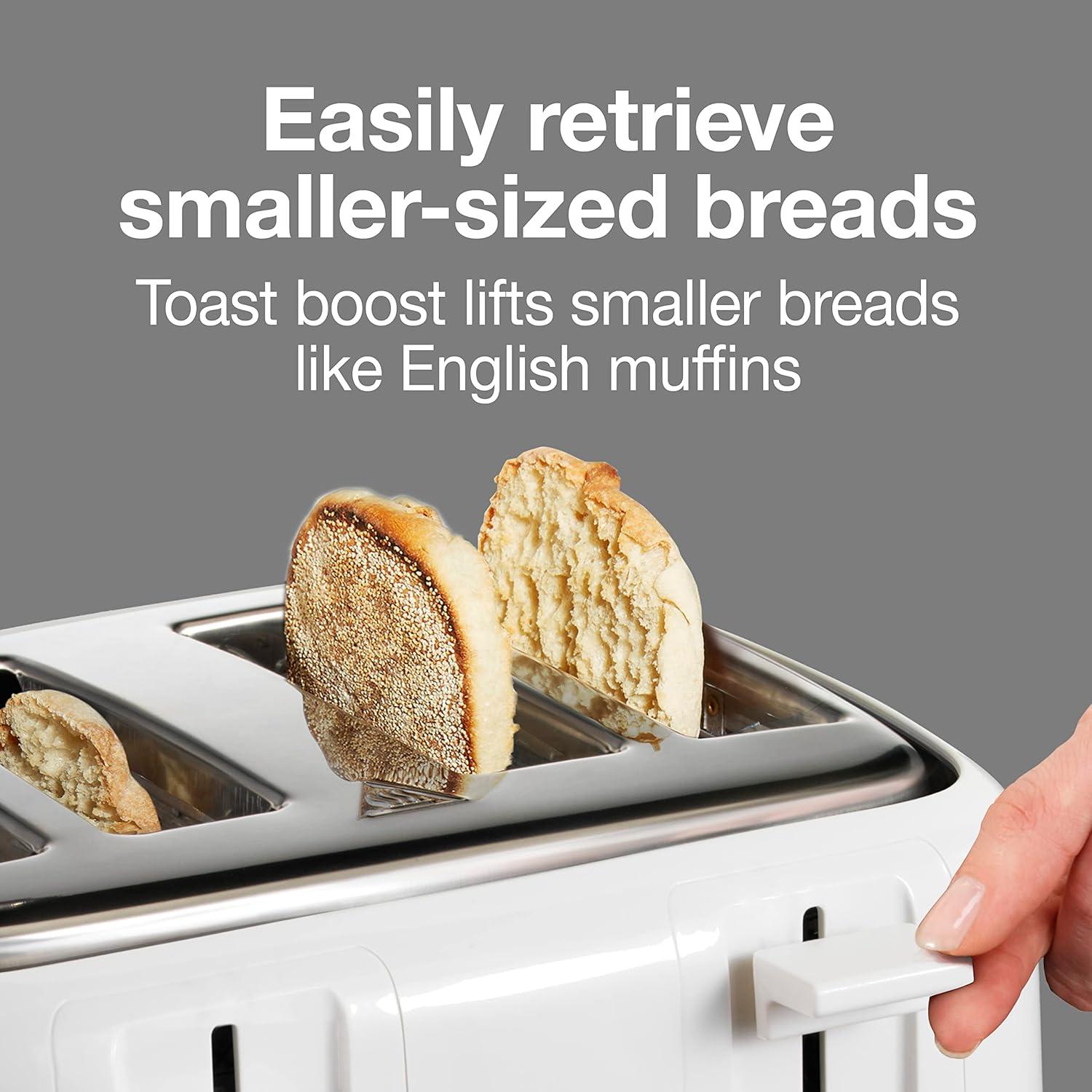imageProctor Silex 4 Slice Toaster with Extra Wide Slots for Bagels CoolTouch Walls Shade Selector With 7 Browning Levels Toast Boost Auto Shutoff and Cancel Button Black 24215PSWhite