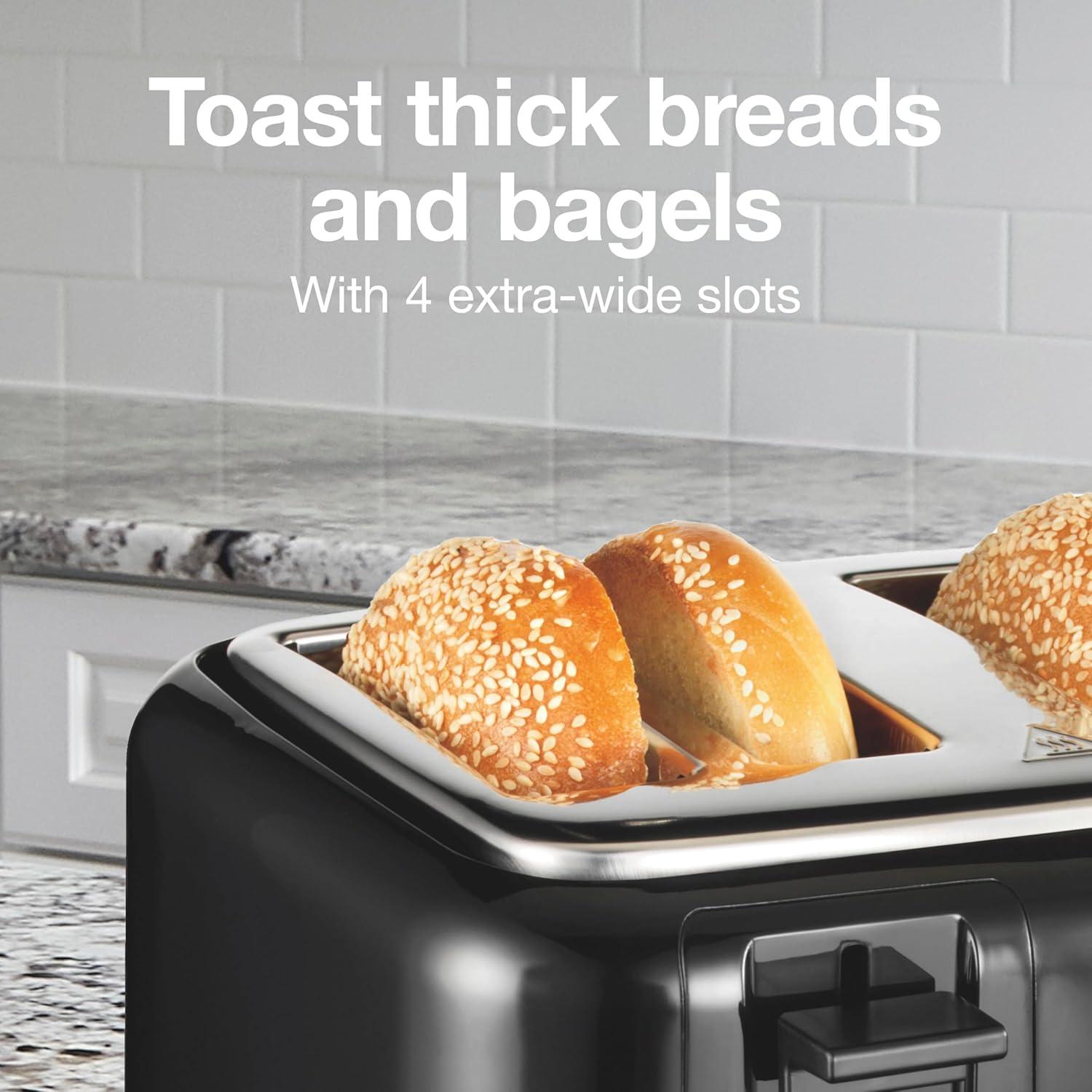imageProctor Silex 4 Slice Toaster with Extra Wide Slots for Bagels CoolTouch Walls Shade Selector With 7 Browning Levels Toast Boost Auto Shutoff and Cancel Button Black 24215PSBlack