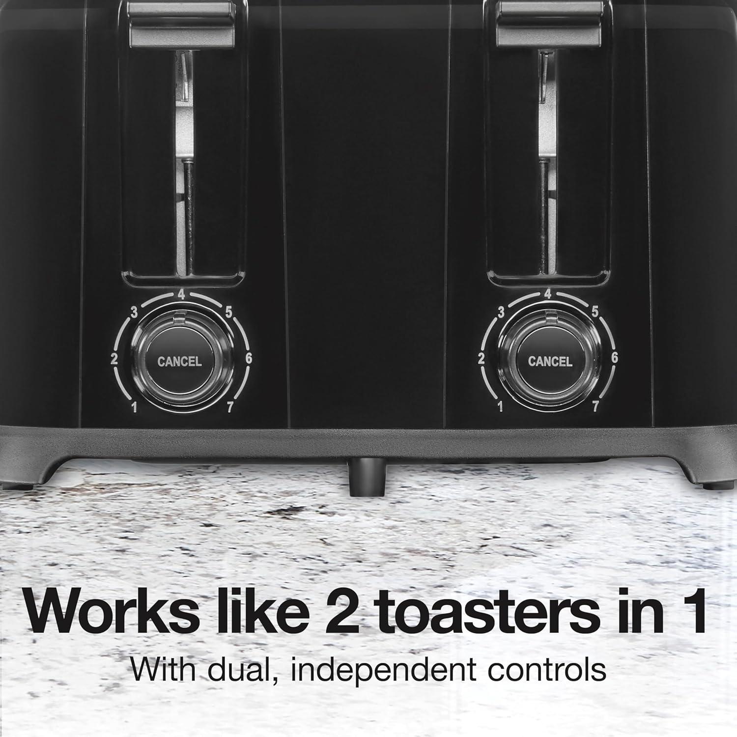 imageProctor Silex 4 Slice Toaster with Extra Wide Slots for Bagels CoolTouch Walls Shade Selector With 7 Browning Levels Toast Boost Auto Shutoff and Cancel Button Black 24215PSBlack
