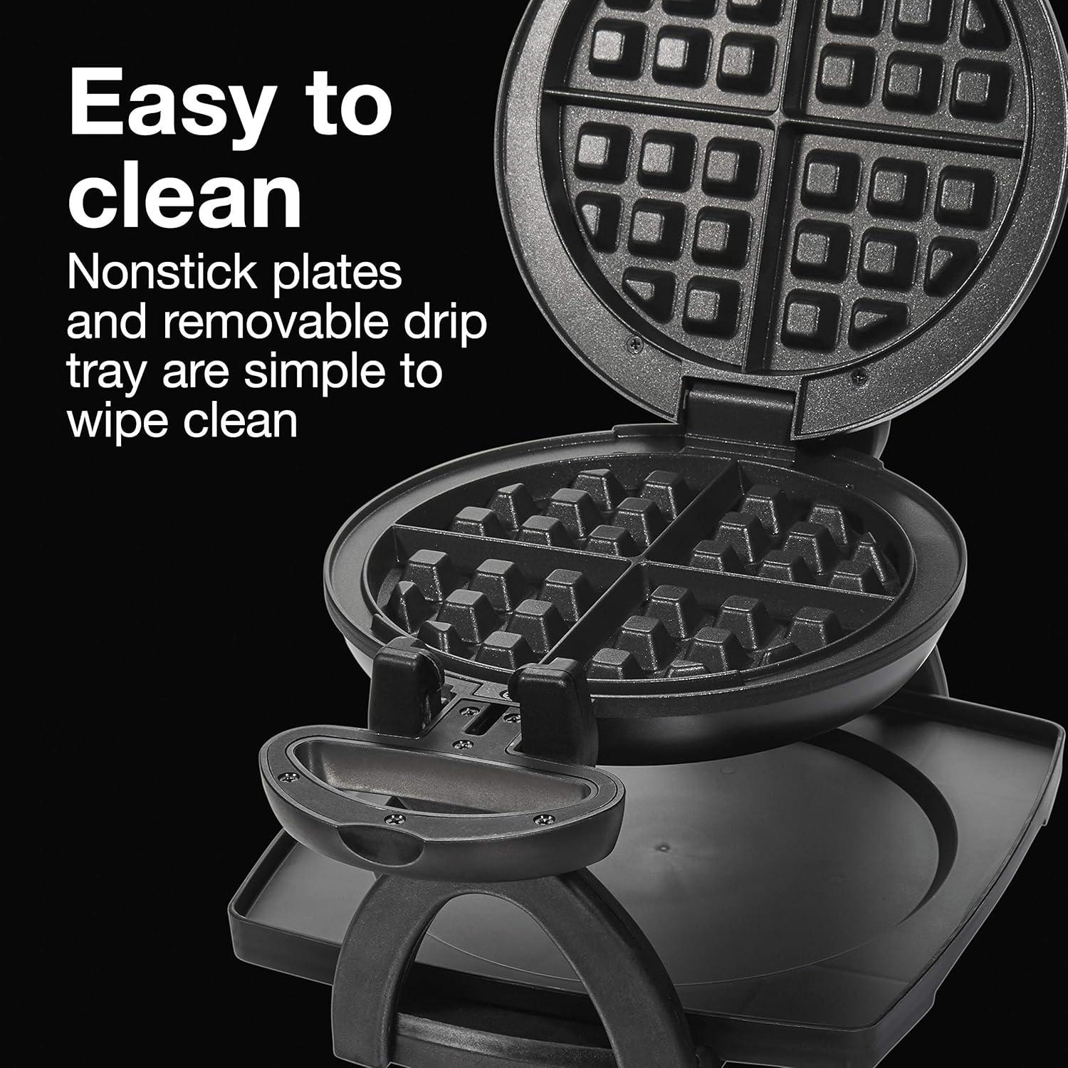 imageProctor Silex Belgian Waffle Maker with Nonstick Plates Single Flip CoolTouch Handle and Removable Drip Tray for Easy Cleanup Black 26090PS