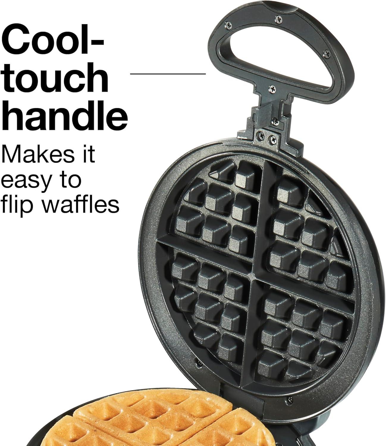 imageProctor Silex Belgian Waffle Maker with Nonstick Plates Single Flip CoolTouch Handle and Removable Drip Tray for Easy Cleanup Black 26090PS