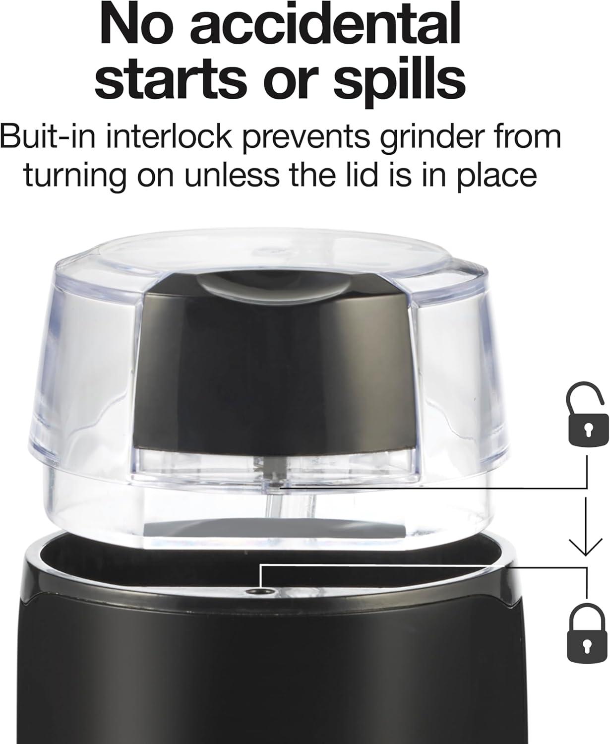 imageProctor Silex Electric Coffee Grinder for Beans Spices and More Stainless Steel Blades 12 Cups BrownBlack