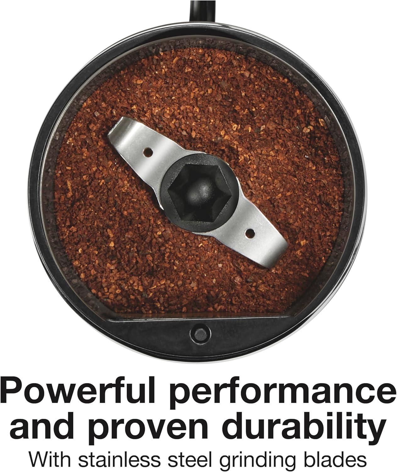 imageProctor Silex Electric Coffee Grinder for Beans Spices and More Stainless Steel Blades 12 Cups BrownBlack