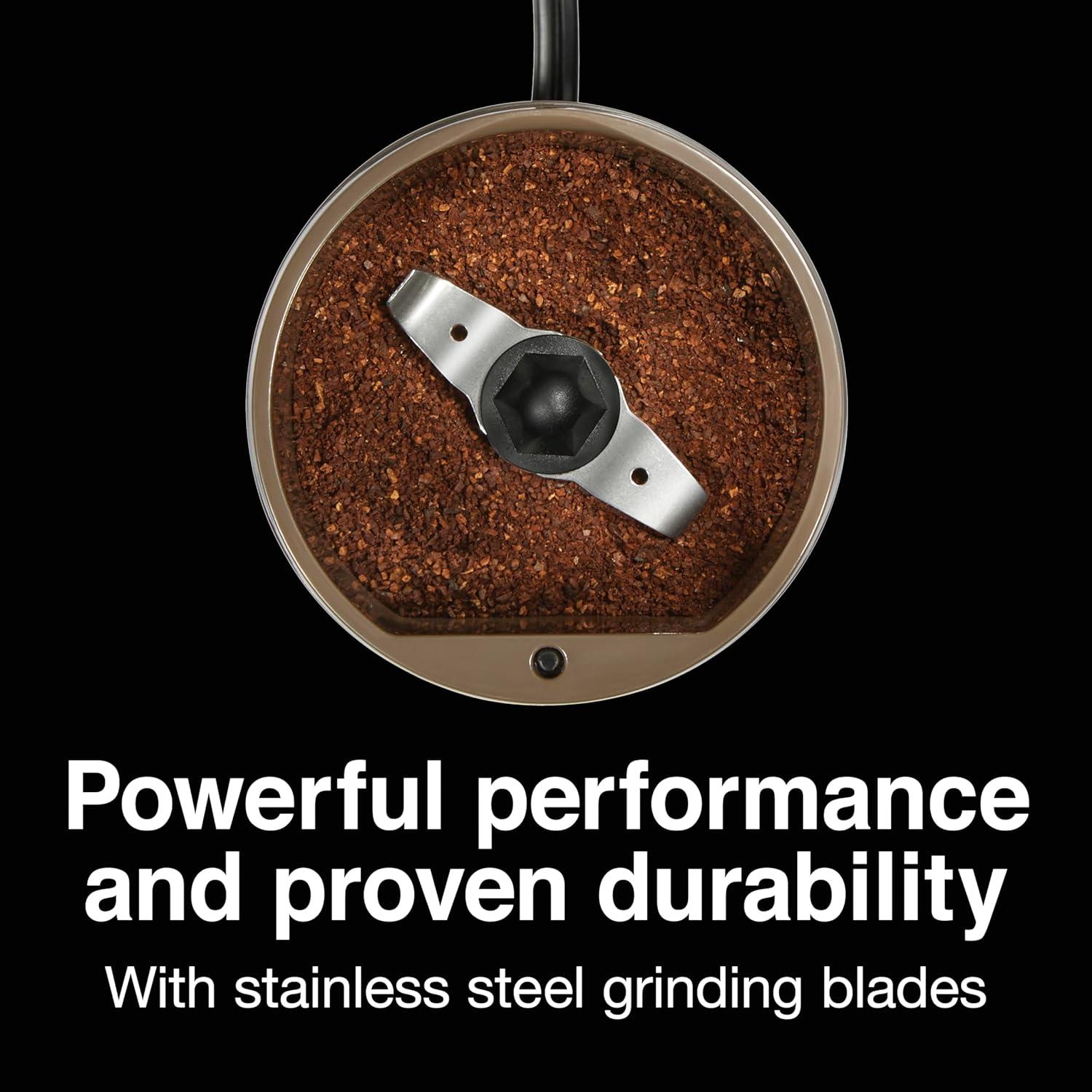 imageProctor Silex Electric Coffee Grinder for Beans Spices and More Stainless Steel Blades 12 Cups BrownBrown