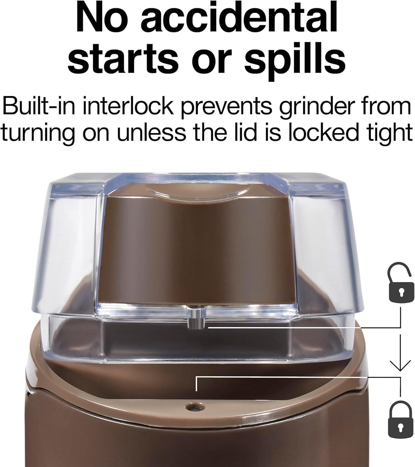 imageProctor Silex Electric Coffee Grinder for Beans Spices and More Stainless Steel Blades 12 Cups BrownBrown