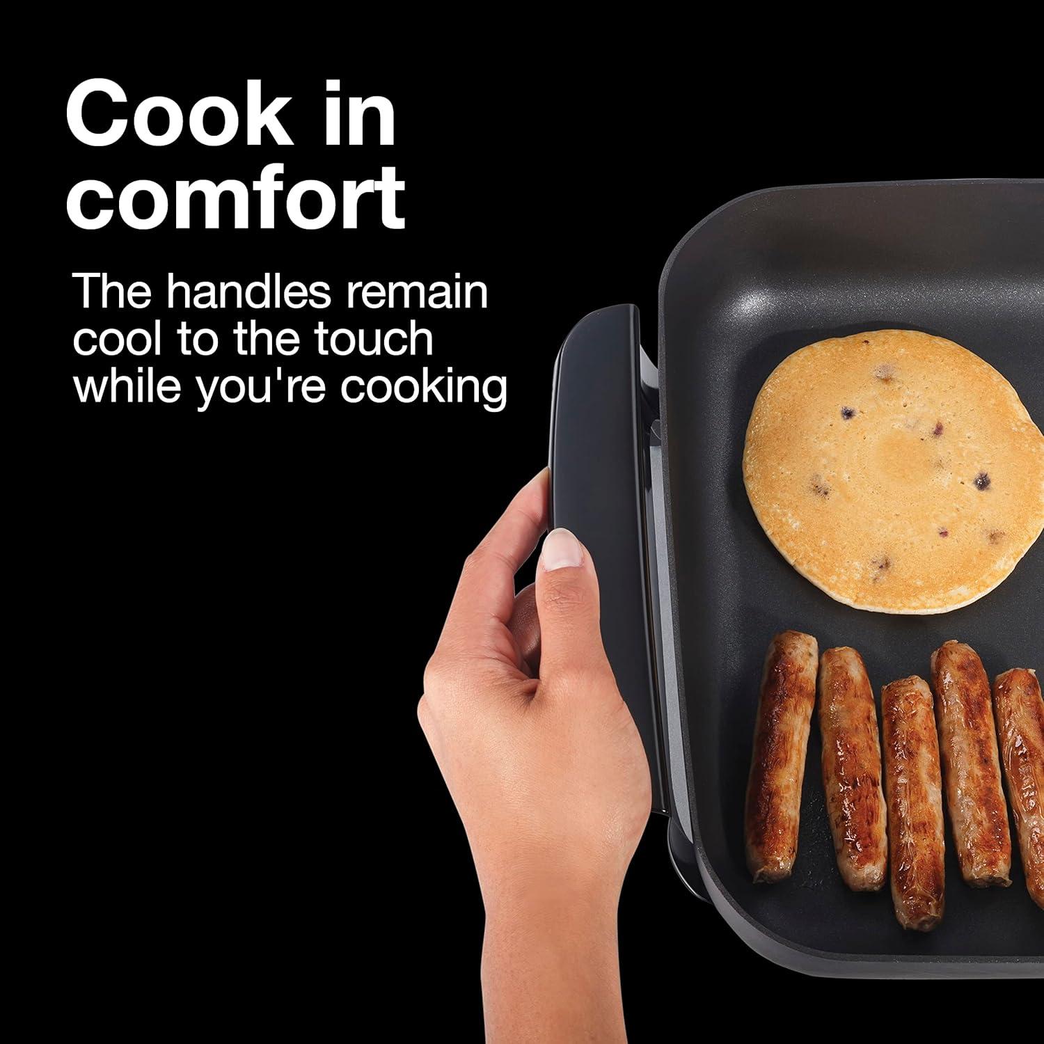 imageProctor Silex Electric Skillet with Lid 116 sq in Nonstick Cooking Surface for Frying Sauteing Simmering and Braising Adjustable Temp 200 to 400 F Black 38526PS