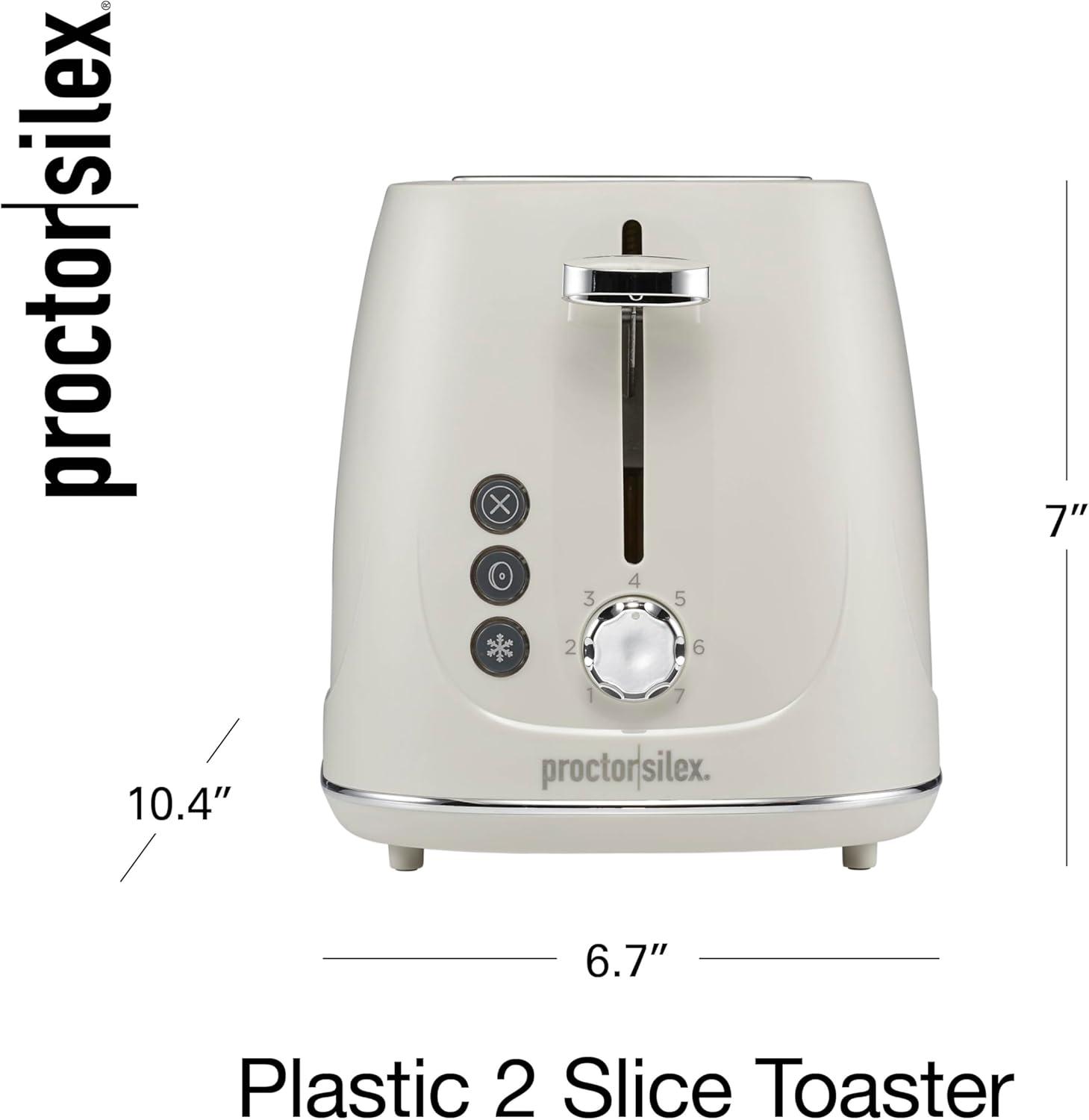 imageProctor Silex Plastic 2 Slice Toaster Bagel Defrost amp Cancel Buttons Browning Control With 7 Shades Auto Shutoff SlideOut Crumb Tray Red 22661Oat White