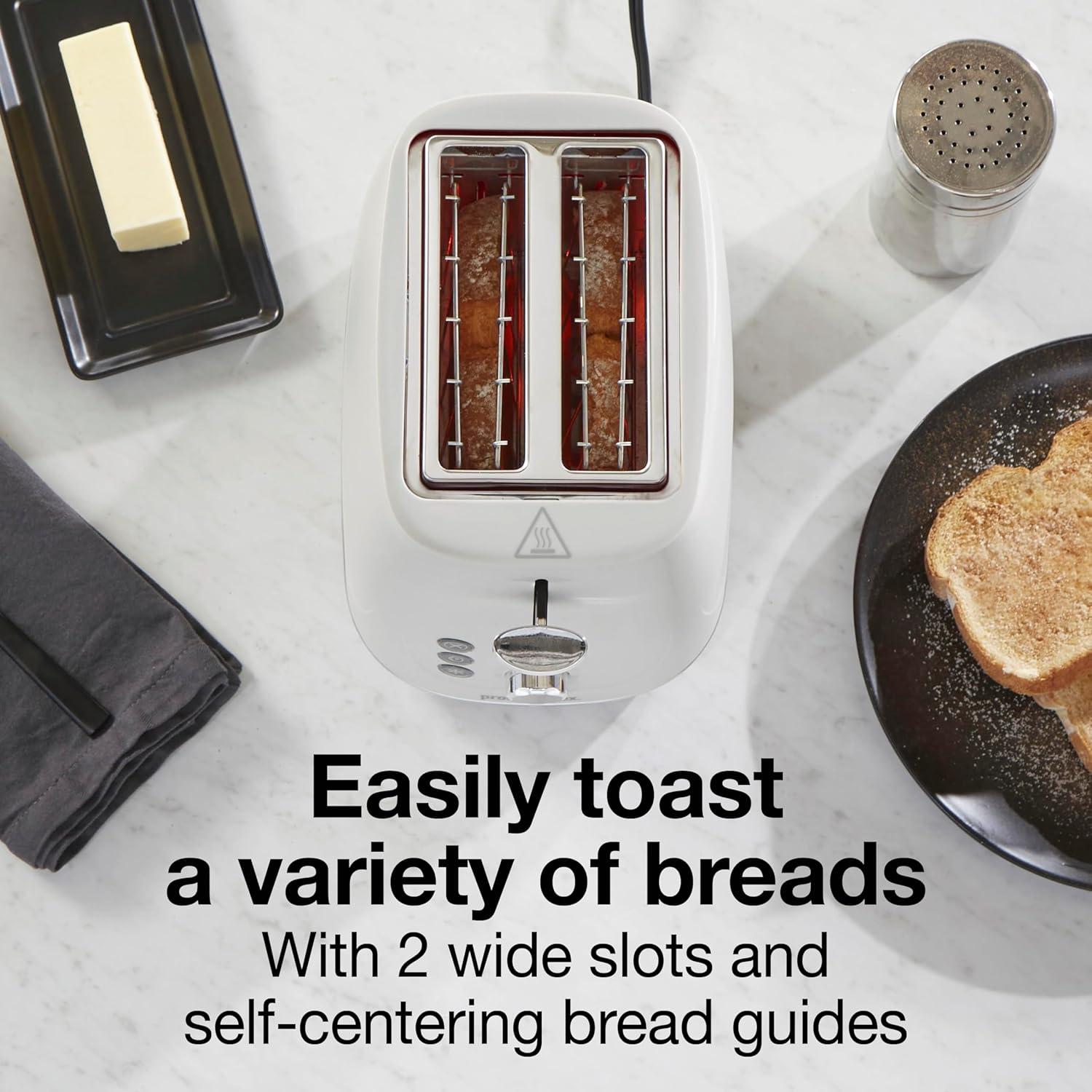 imageProctor Silex Plastic 2 Slice Toaster Bagel Defrost amp Cancel Buttons Browning Control With 7 Shades Auto Shutoff SlideOut Crumb Tray Red 22661Oat White