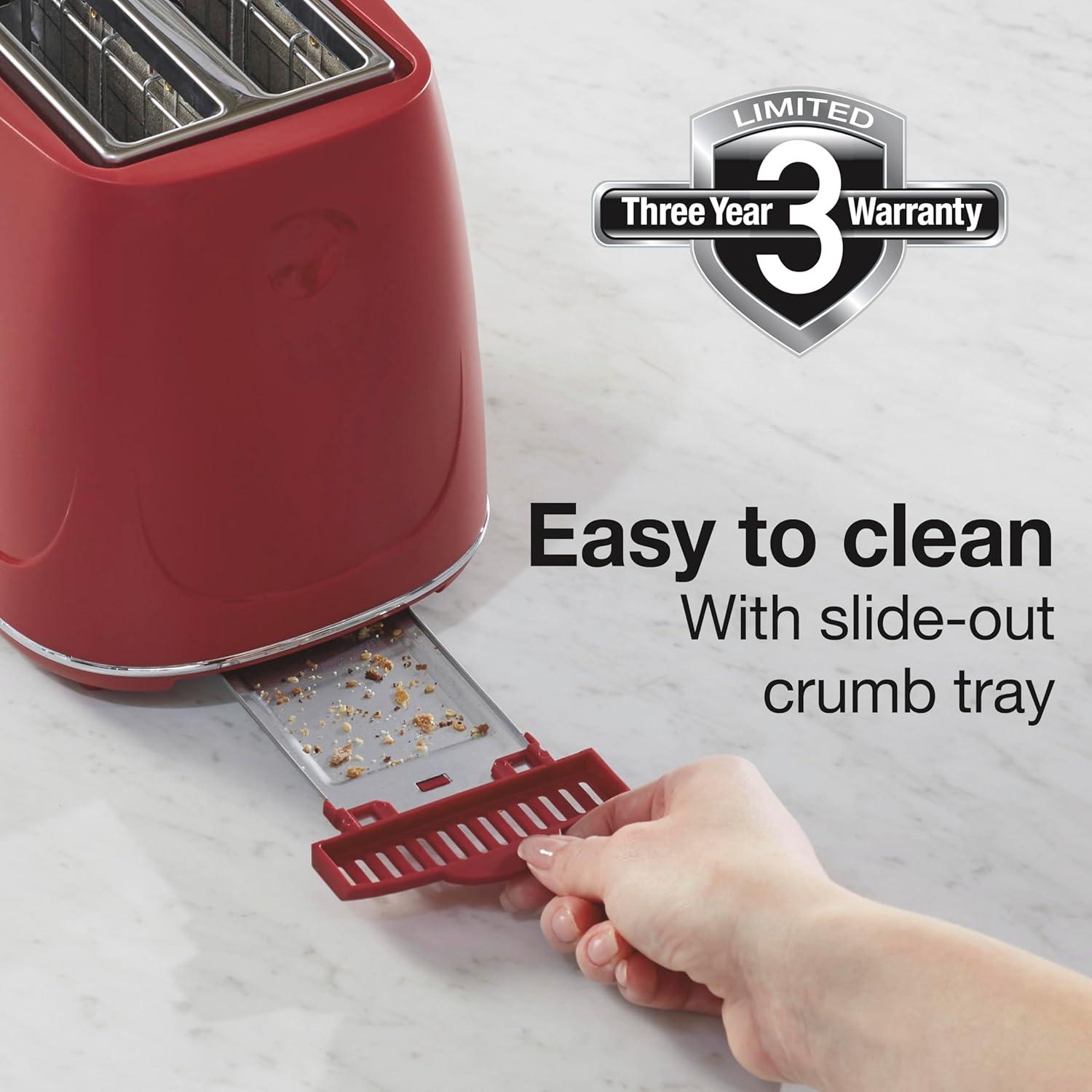 imageProctor Silex Plastic 2 Slice Toaster Bagel Defrost amp Cancel Buttons Browning Control With 7 Shades Auto Shutoff SlideOut Crumb Tray Red 22661Red
