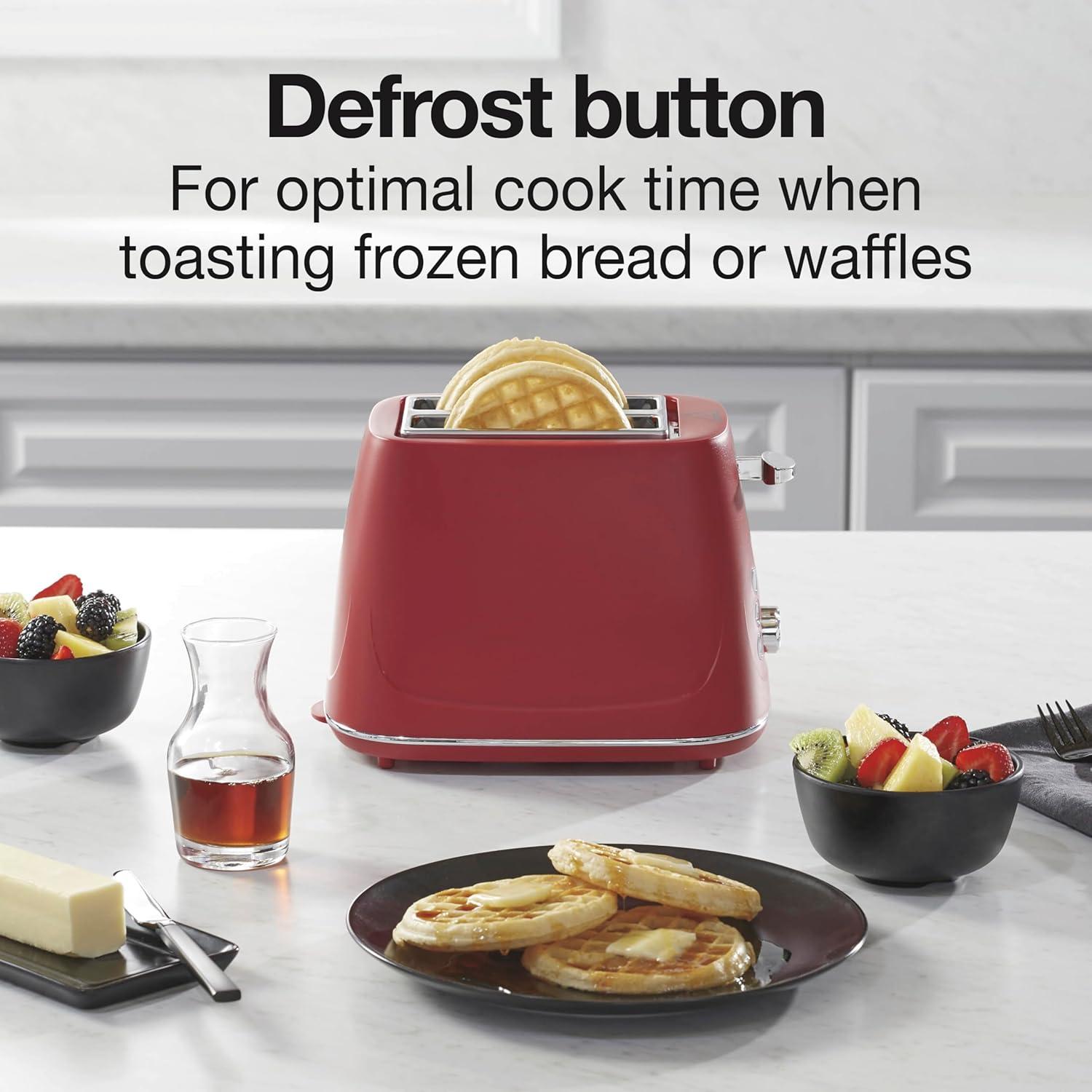 imageProctor Silex Plastic 2 Slice Toaster Bagel Defrost amp Cancel Buttons Browning Control With 7 Shades Auto Shutoff SlideOut Crumb Tray Red 22661Red