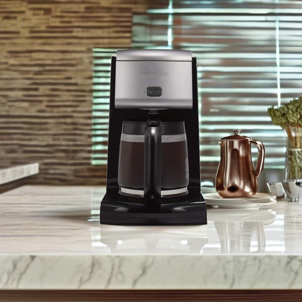 imageProctor Silex Platinum Series FrontFill Drip Coffee Maker Digital amp Programmable 12 Cup Glass Carafe Black and Silver 43687Platinum Series 12 Cup